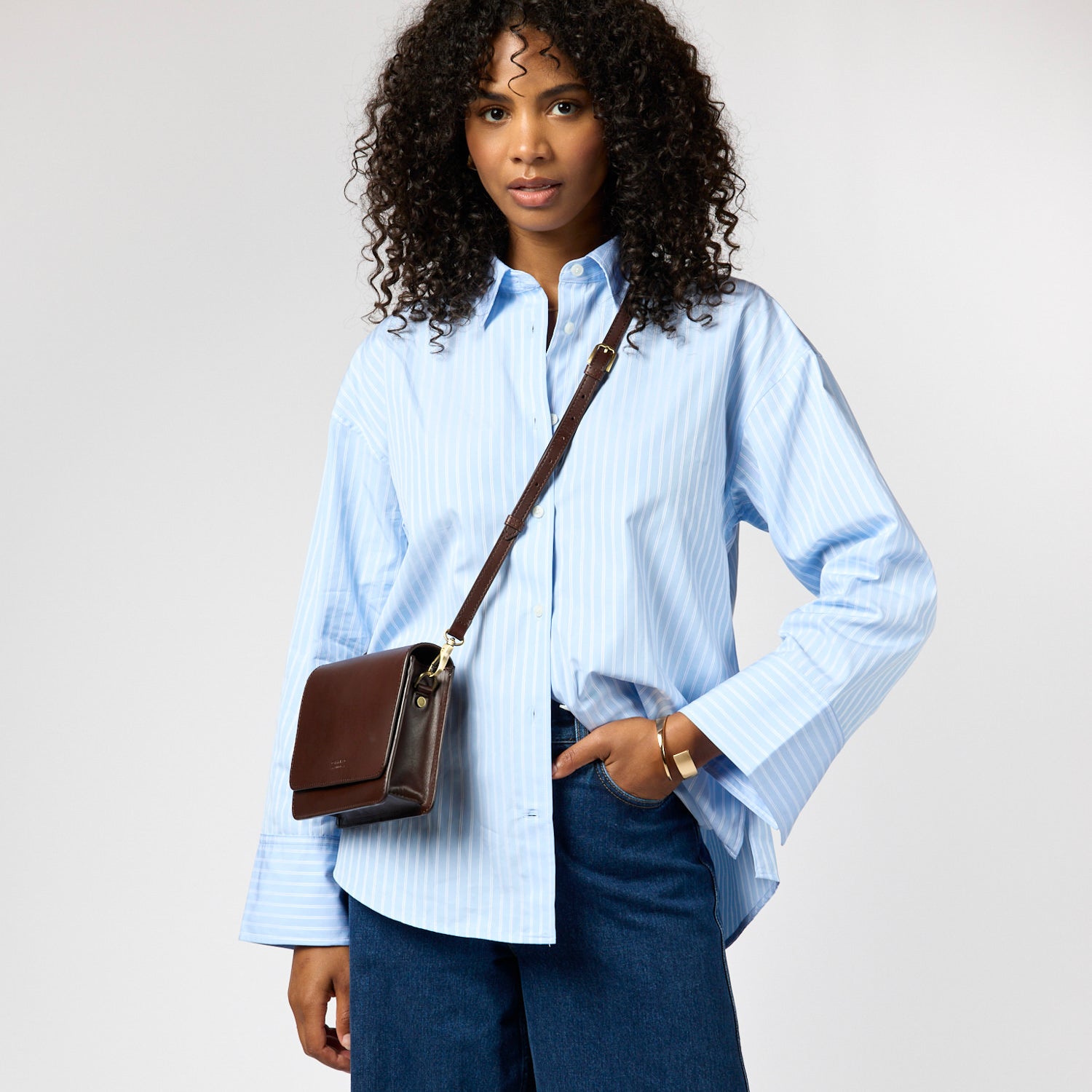 Audrey Mini Tasche - Leder Chocolate mit 2 Straps