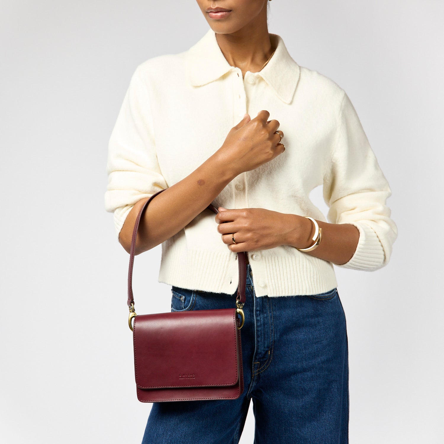 Audrey Mini Tasche - Leder Dark Cherry mit 2 Straps