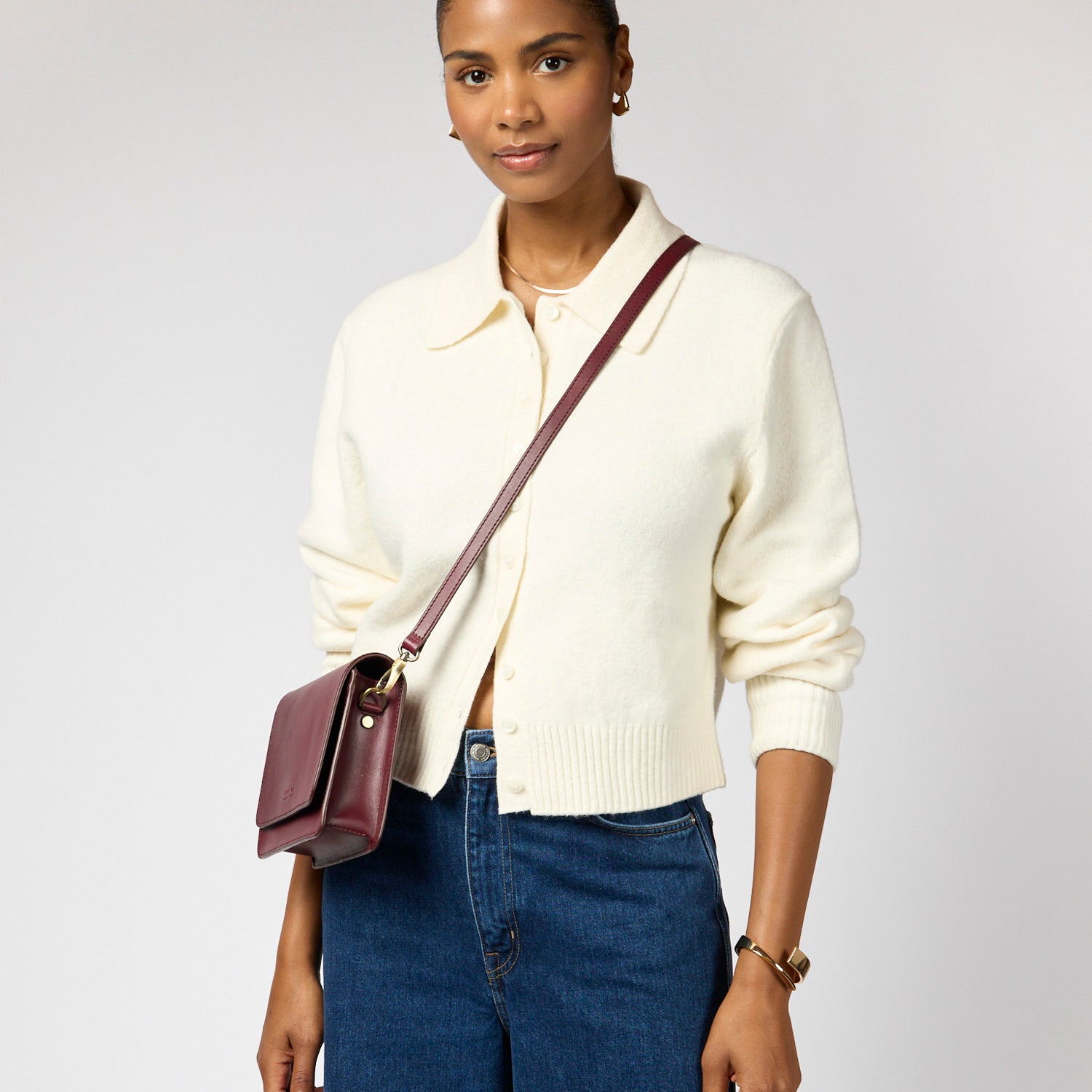 Audrey Mini Tasche - Leder Dark Cherry mit 2 Straps