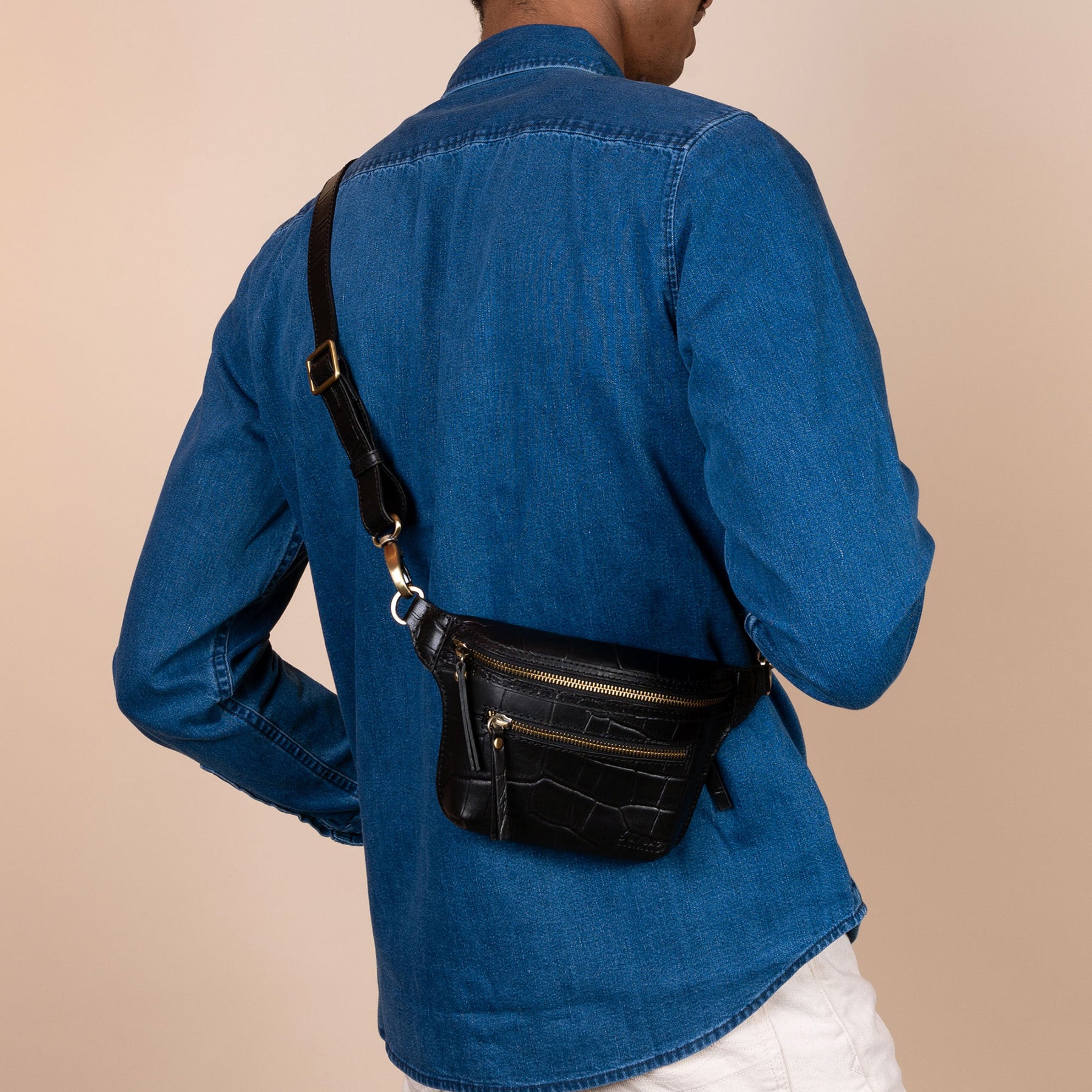 Beck's Bauchtasche - Leder Croco Schwarz