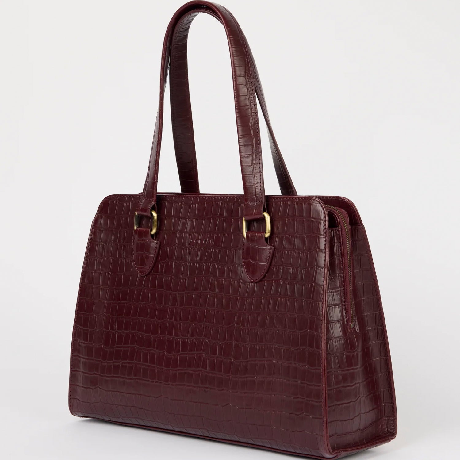 Blair Tasche - Leder Dark Cherry Croco Print mit 2 Straps