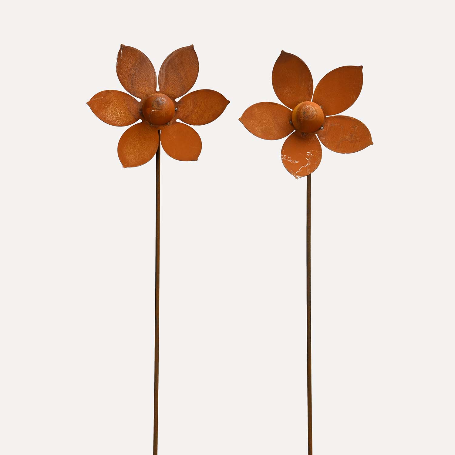 Gartenstecker Blumen 2er Set - rost