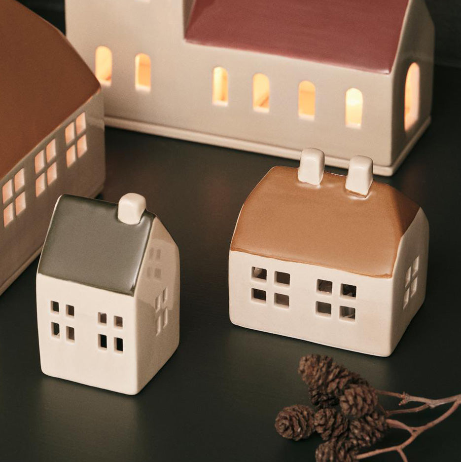 Lichthaus Bo 2er Set - goldbraun & grün