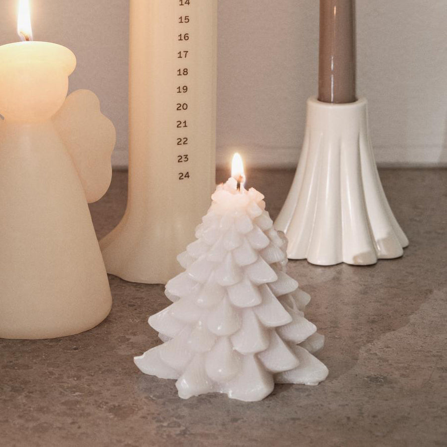 Kerze Tannenbaum Granny - weiß