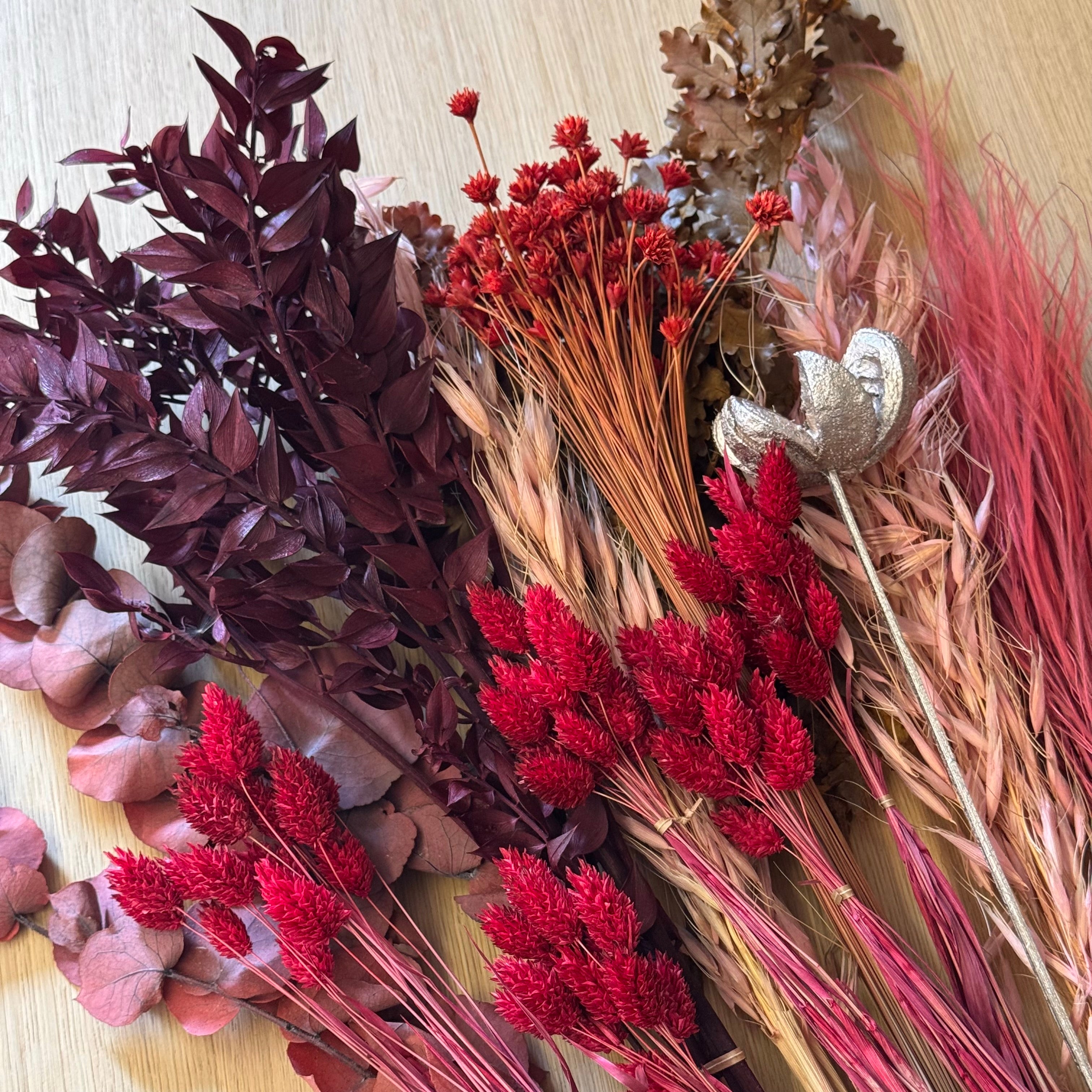 XL Trockenblumen MIX - rot rosa