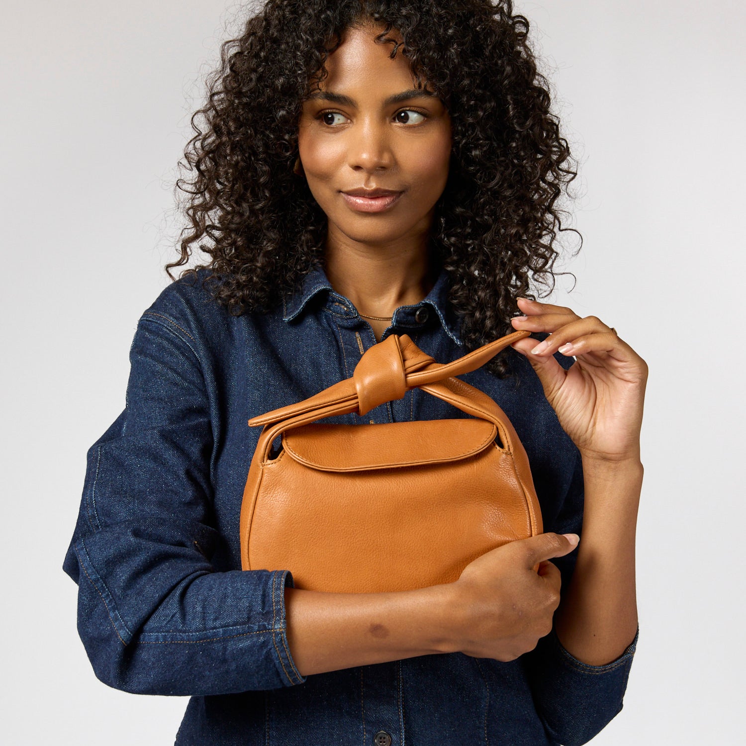 Coco Croissant Tasche - Leder Cognac