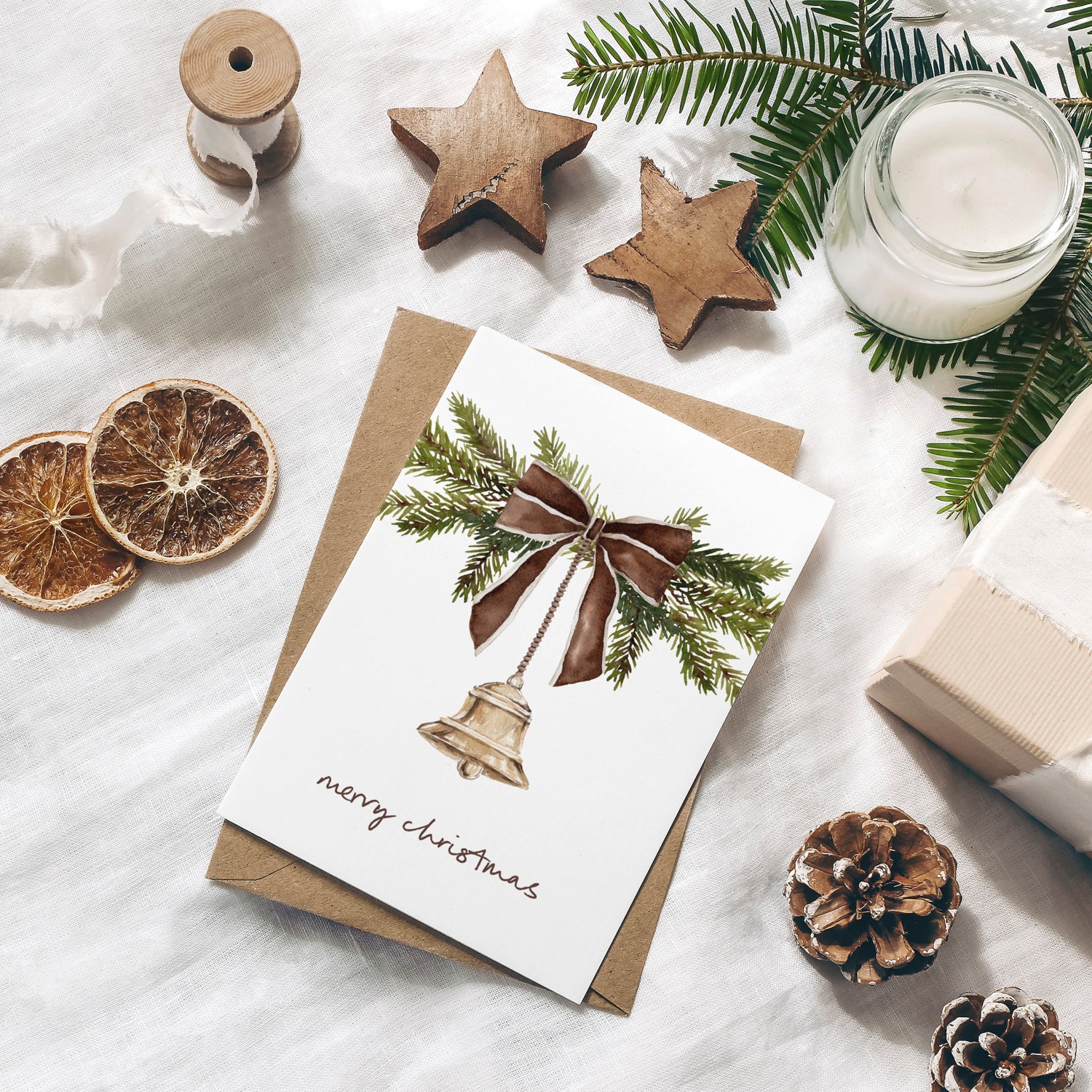 Weihnachtskarte auf Strukturpapier Glocke A6