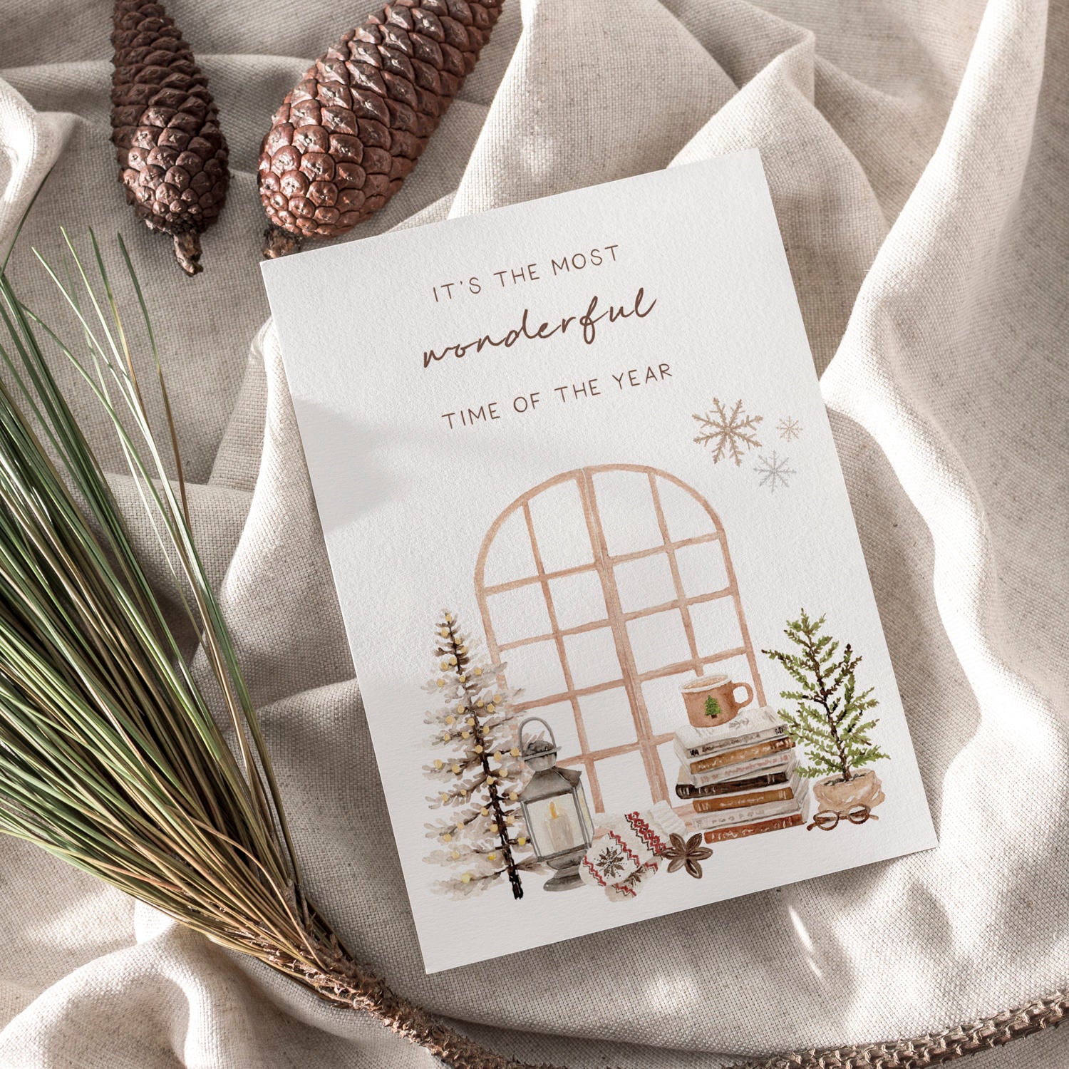 Weihnachtskarte auf Strukturpapier Fenster A6