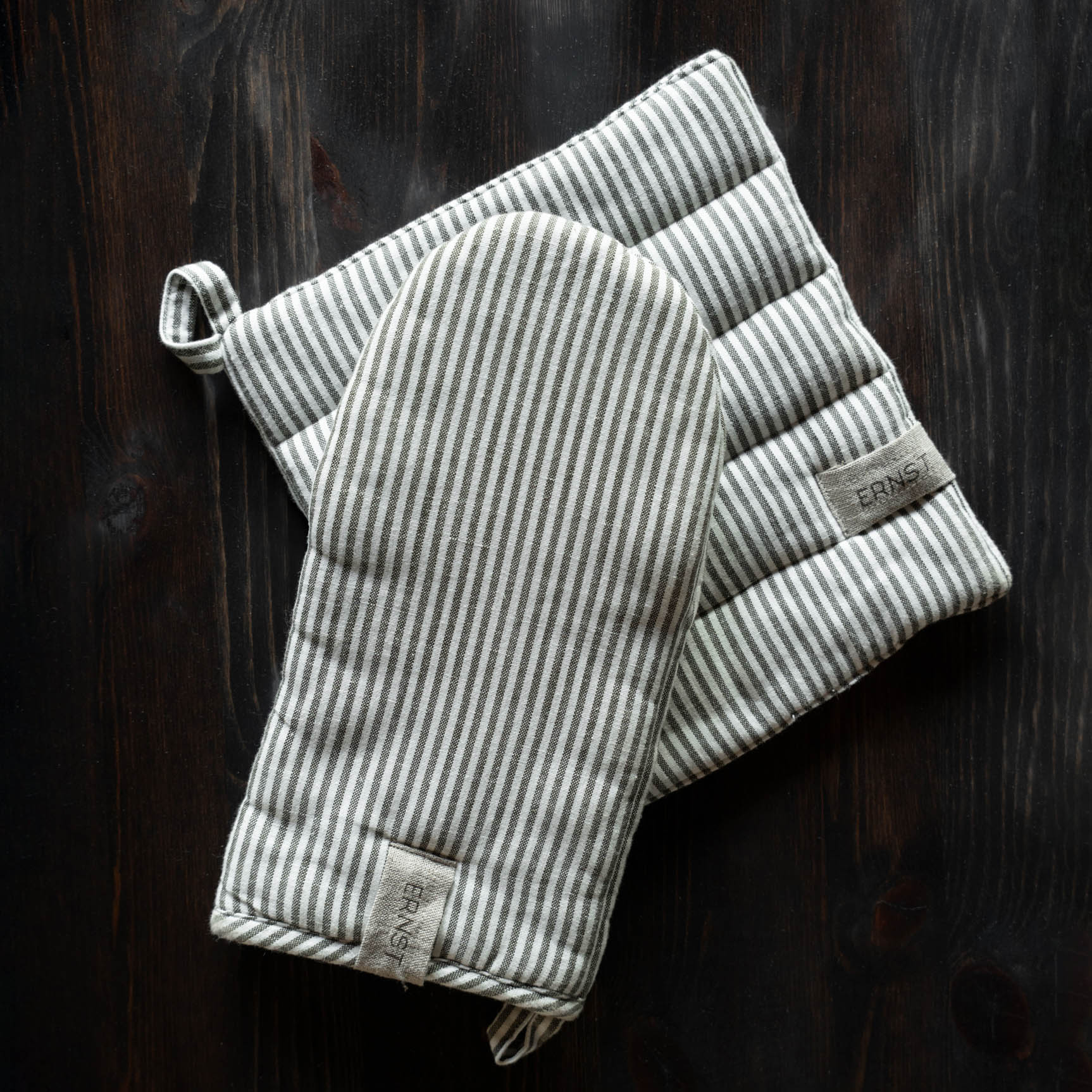 Ofenhandschuh - salbei gestreift