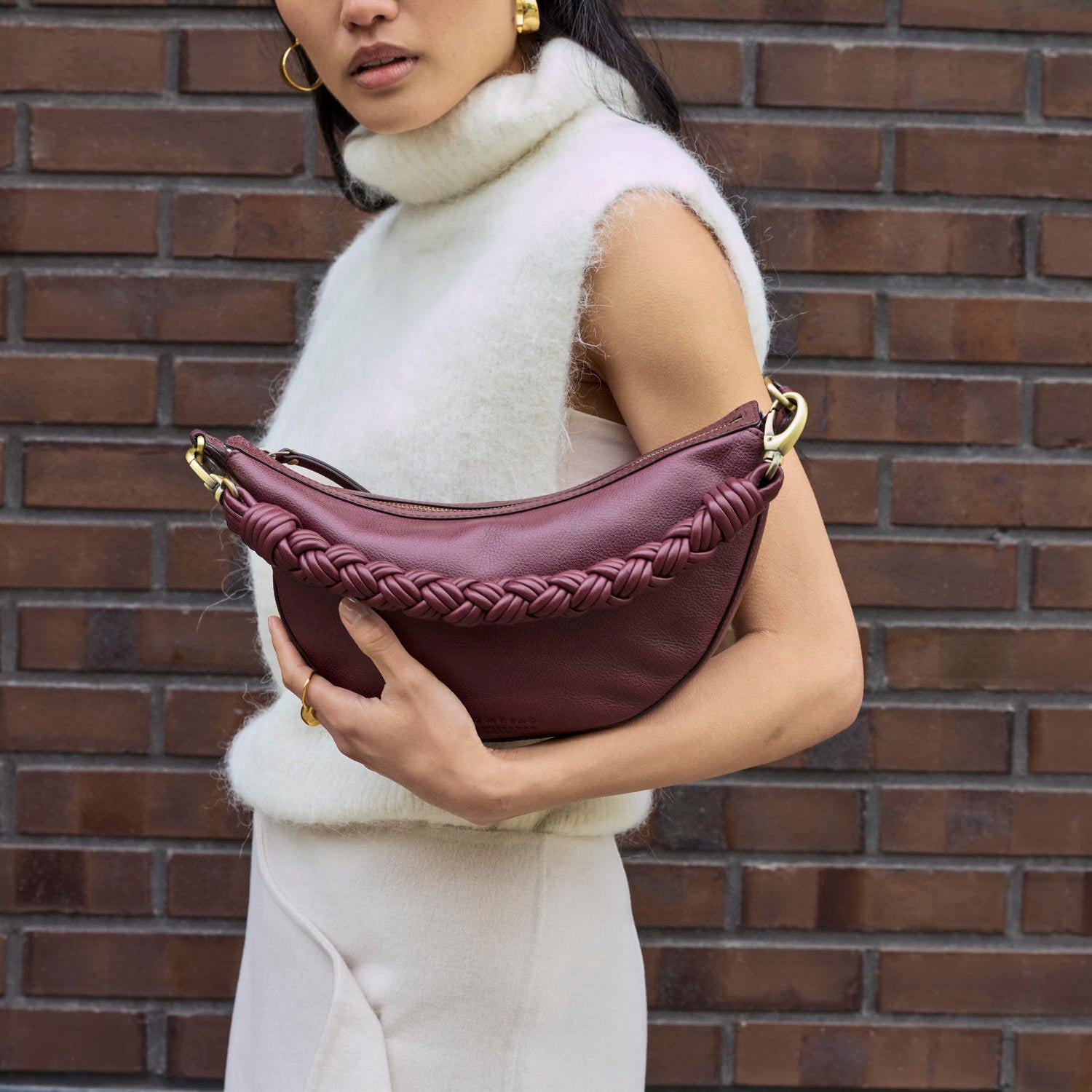 Leo Tasche - Leder Dark Cherry mit 2 Straps