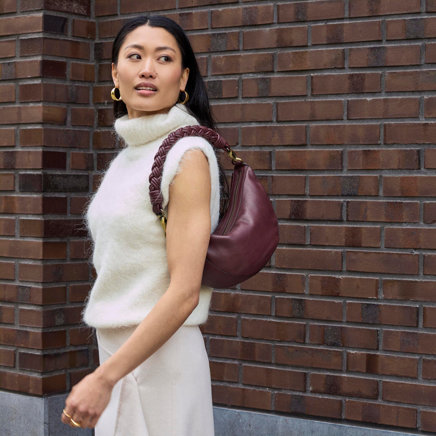 Leo Tasche - Leder Dark Cherry mit 2 Straps