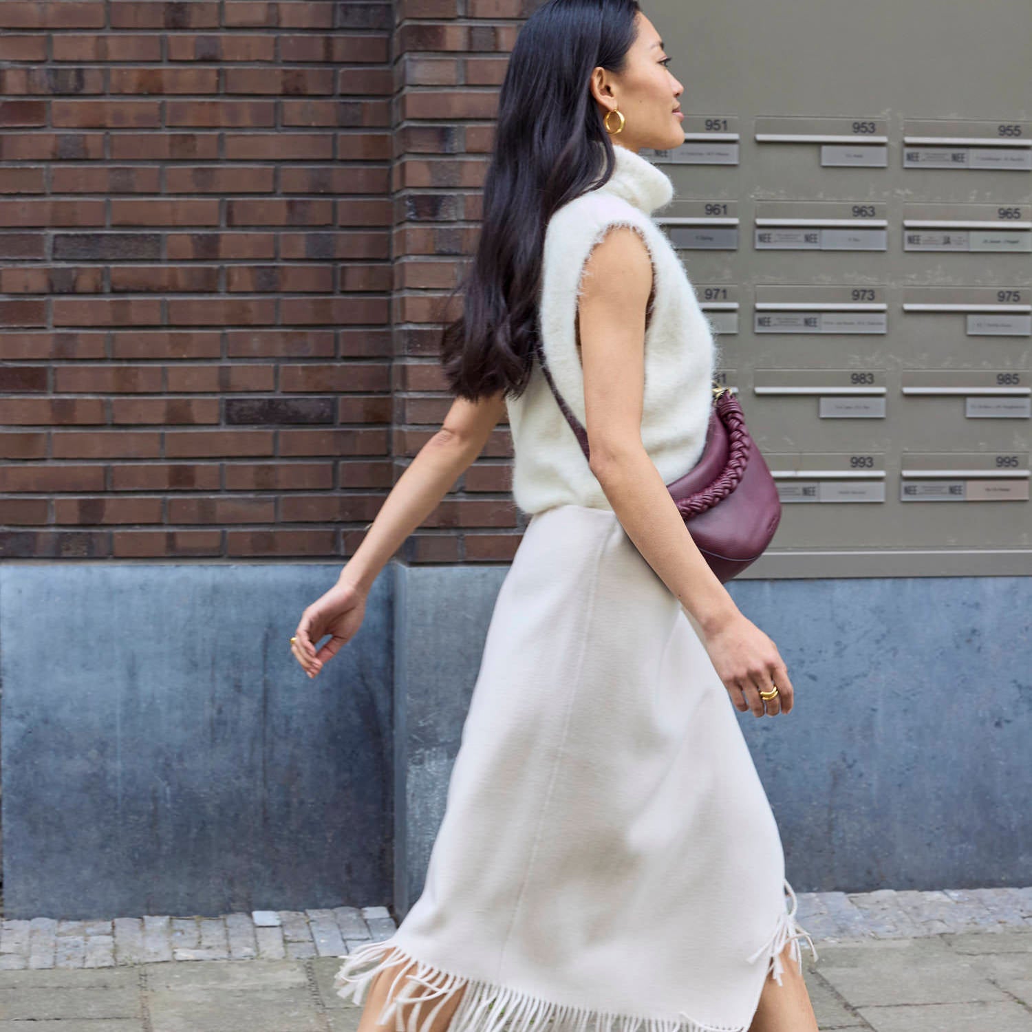 Leo Tasche - Leder Dark Cherry mit 2 Straps