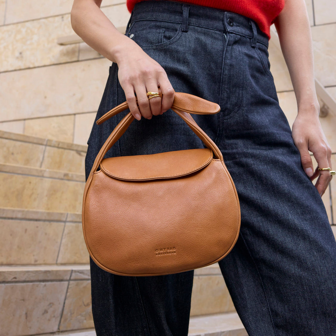 Coco Croissant Tasche - Leder Cognac