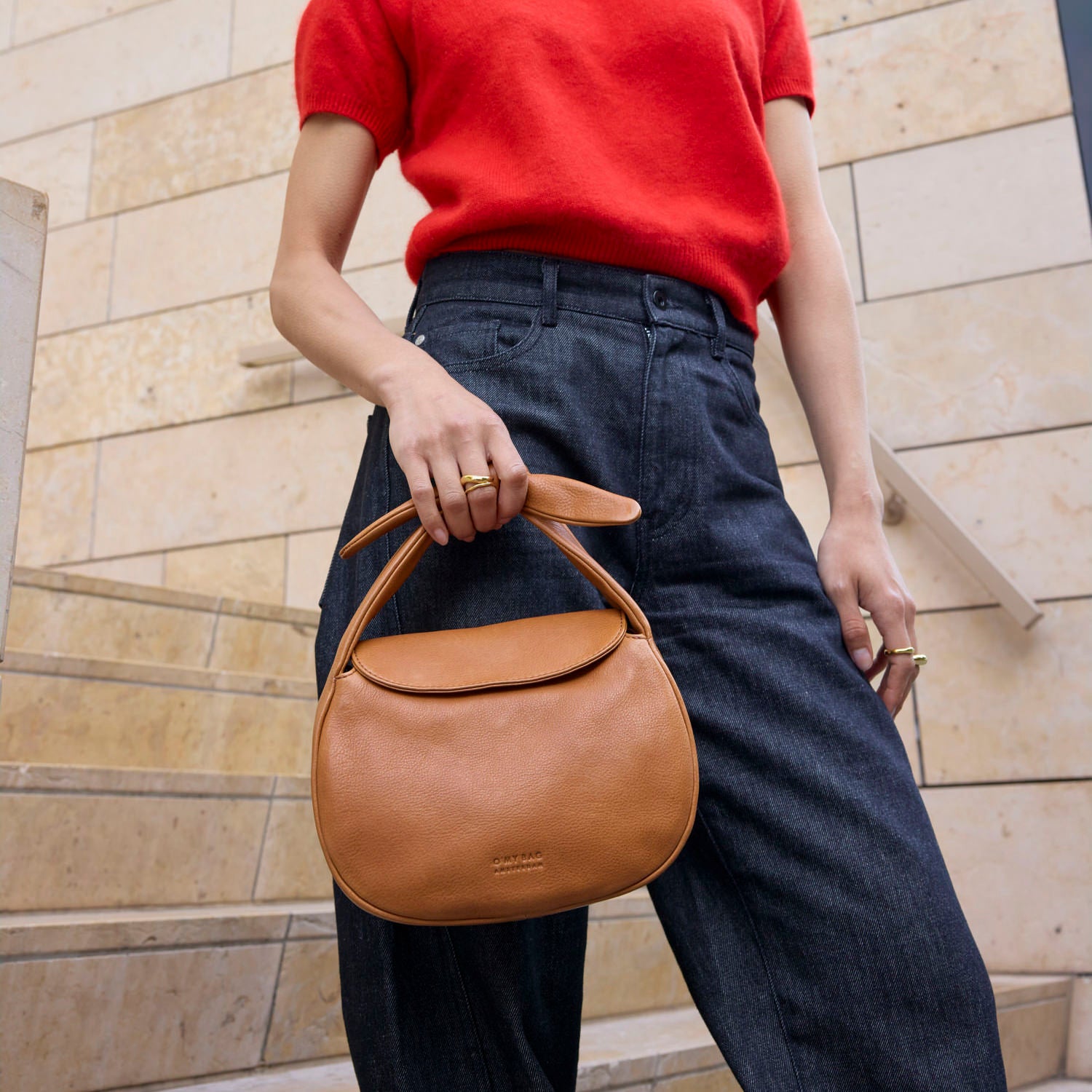 Coco Croissant Tasche - Leder Cognac