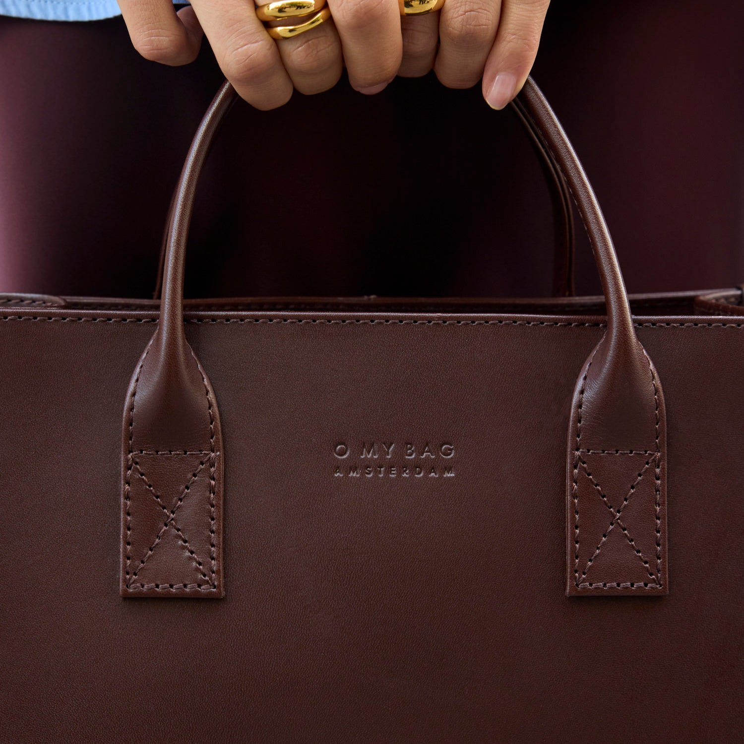 Jackie Midi Tasche - Leder Chocolate mit 2 Straps