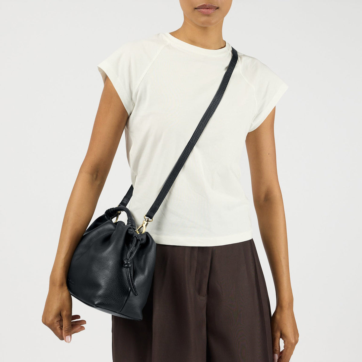 Kiki Midi Tasche - Leder Schwarz