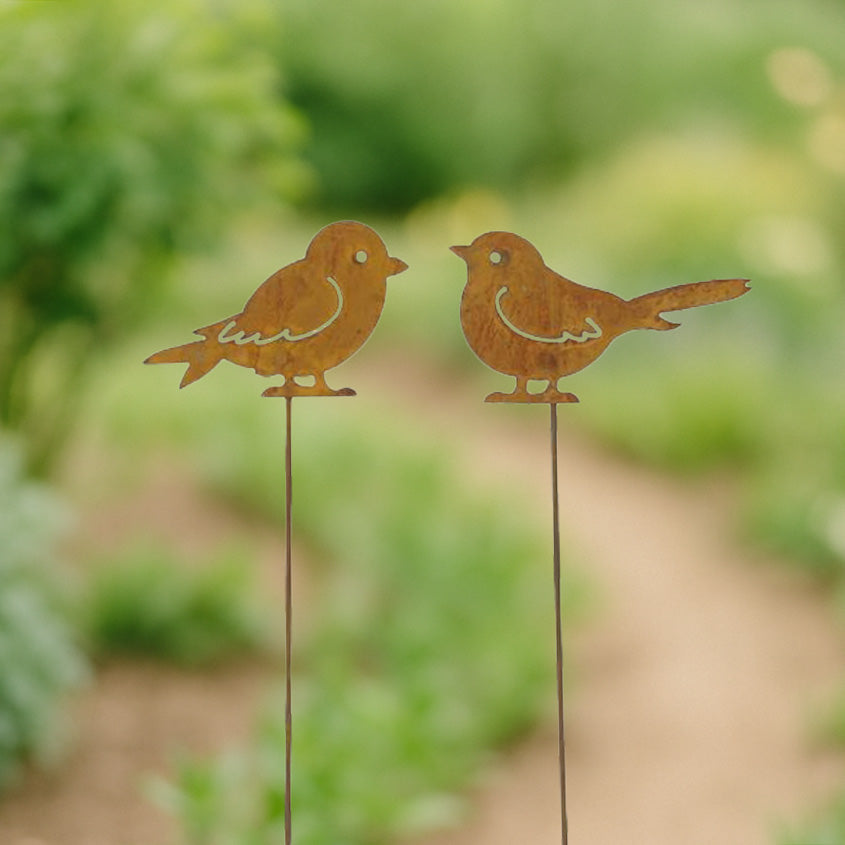 Gartenstecker Vögel 2er Set - rost