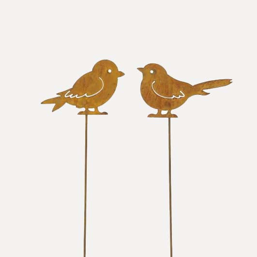 Gartenstecker Vögel 2er Set - rost