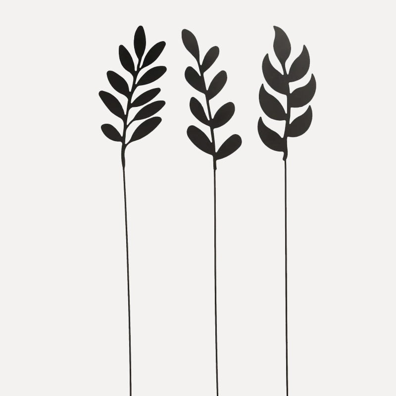 Gartenstecker Blätterzweig 3er Set - schwarz