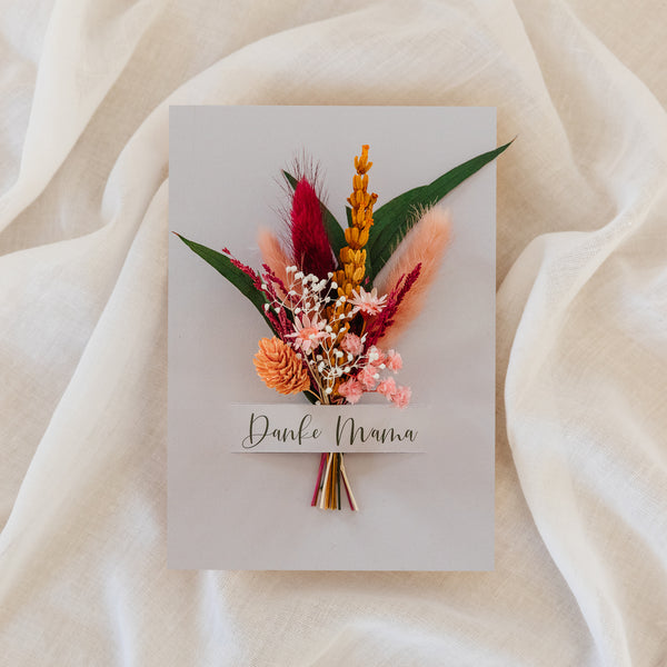 Muttertagskarte mit Trockenblumen - bunt