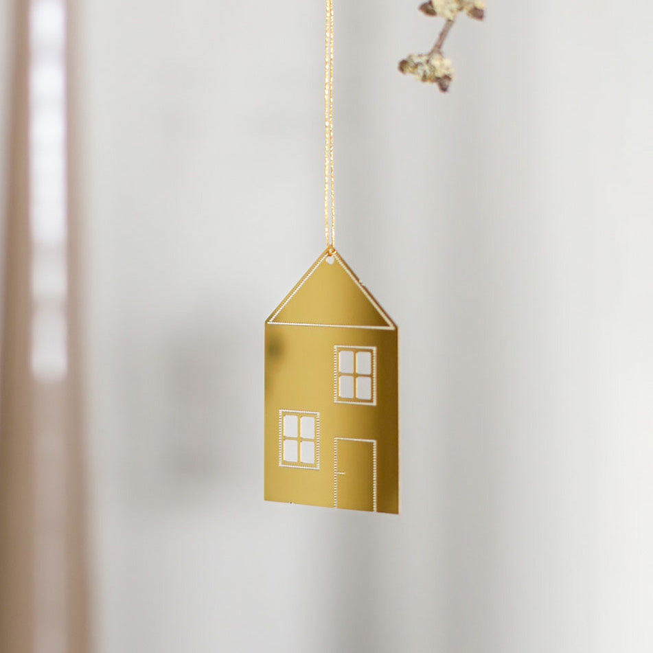 Dekoanhänger Town House 4er Set - gold