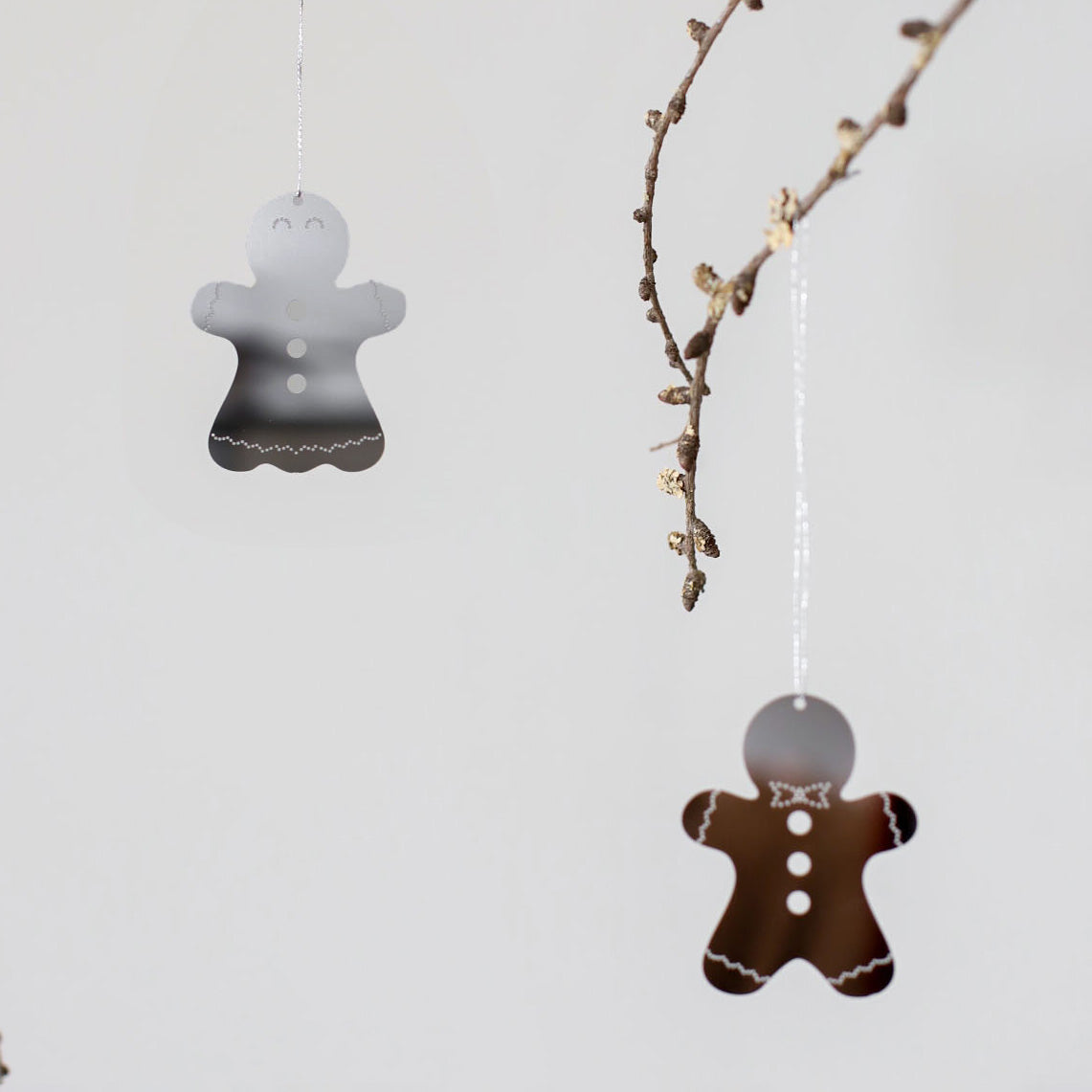 Dekoanhänger Ginger Bread 4er Set - silber