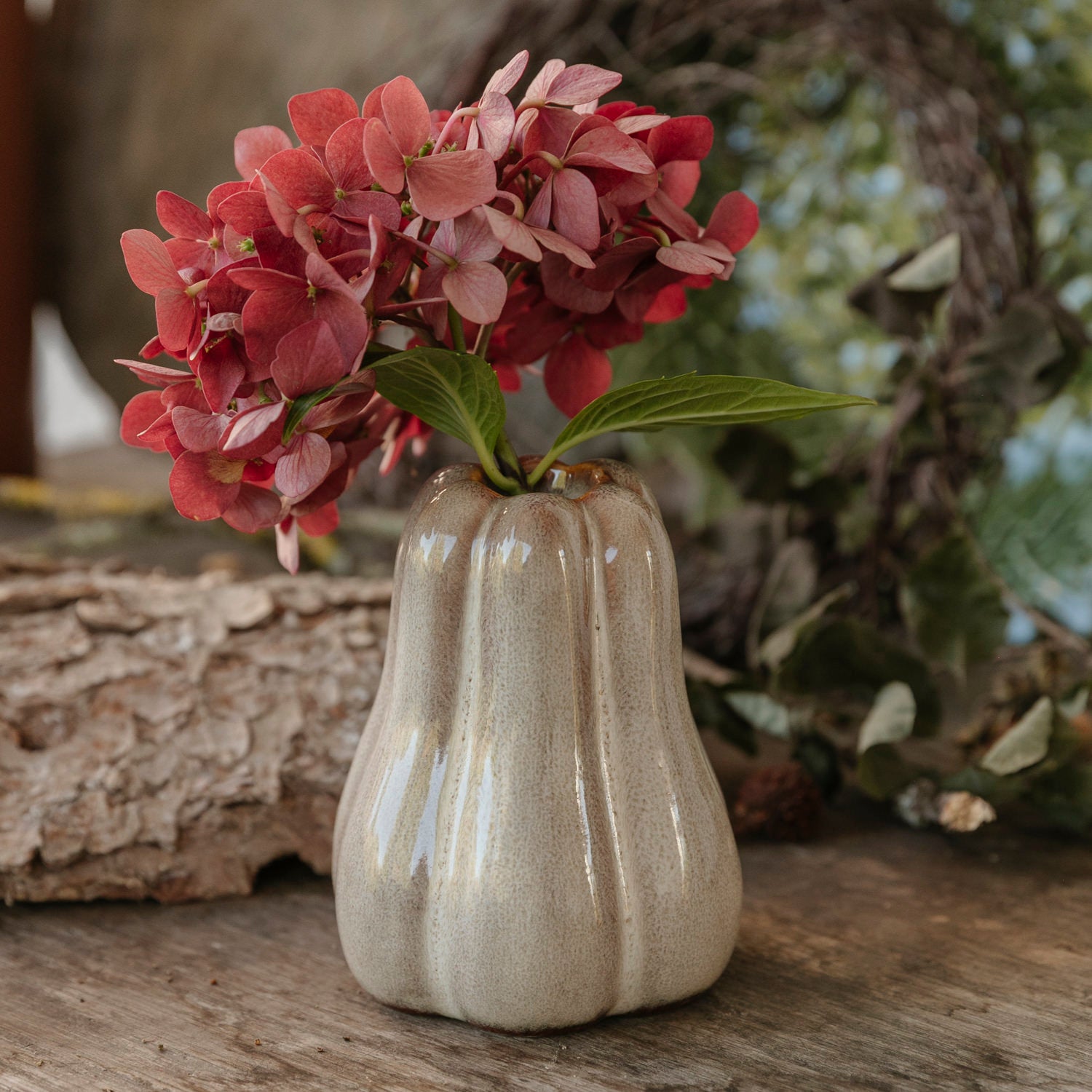 Kerzenhalter/Vase Kürbis Judy - beige melange
