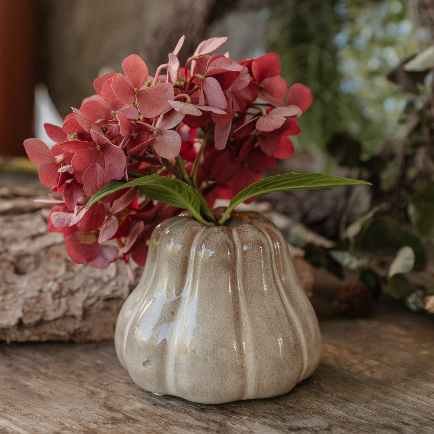 Kerzenhalter/Vase Kürbis Judy - beige melange