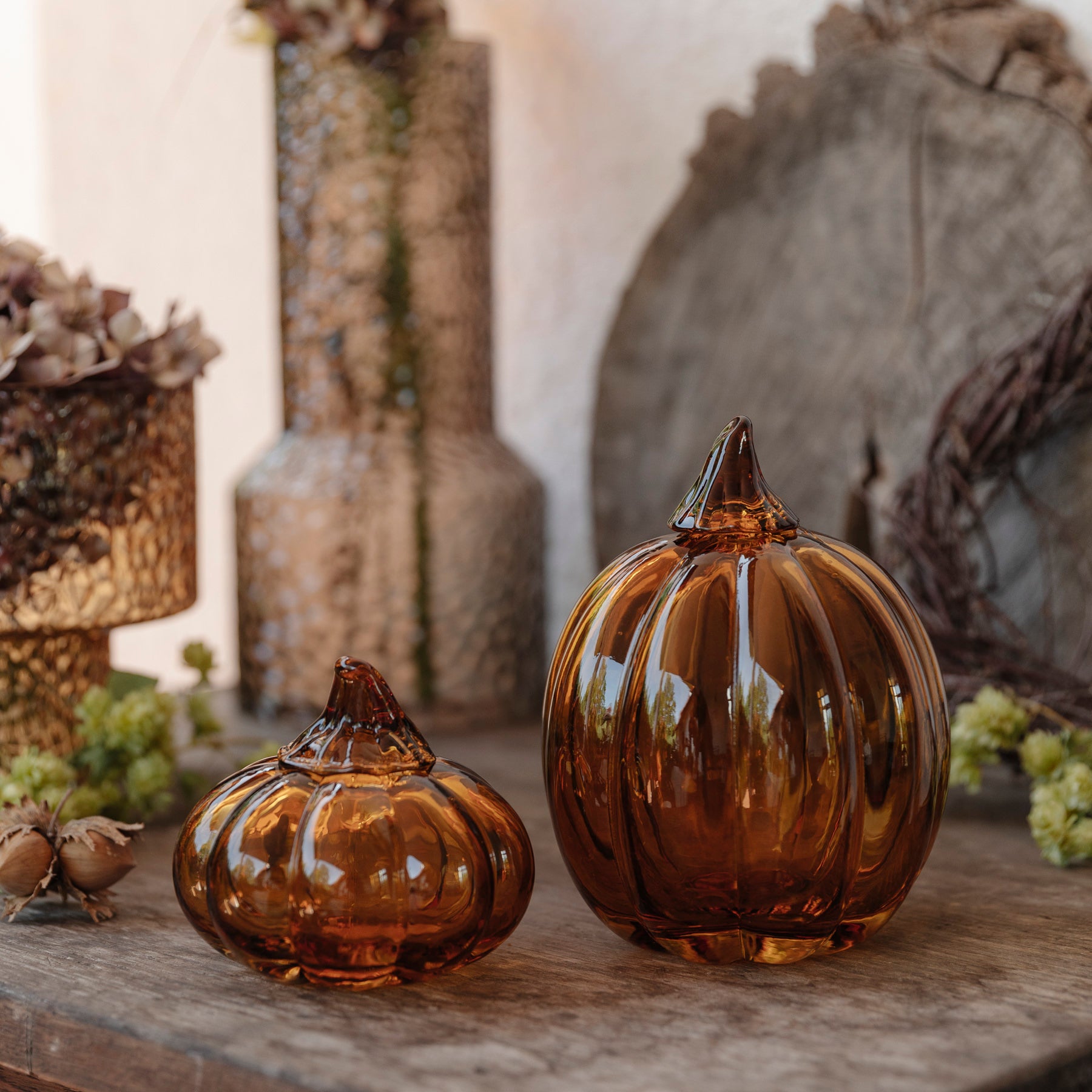 Kürbis aus Glas - amber