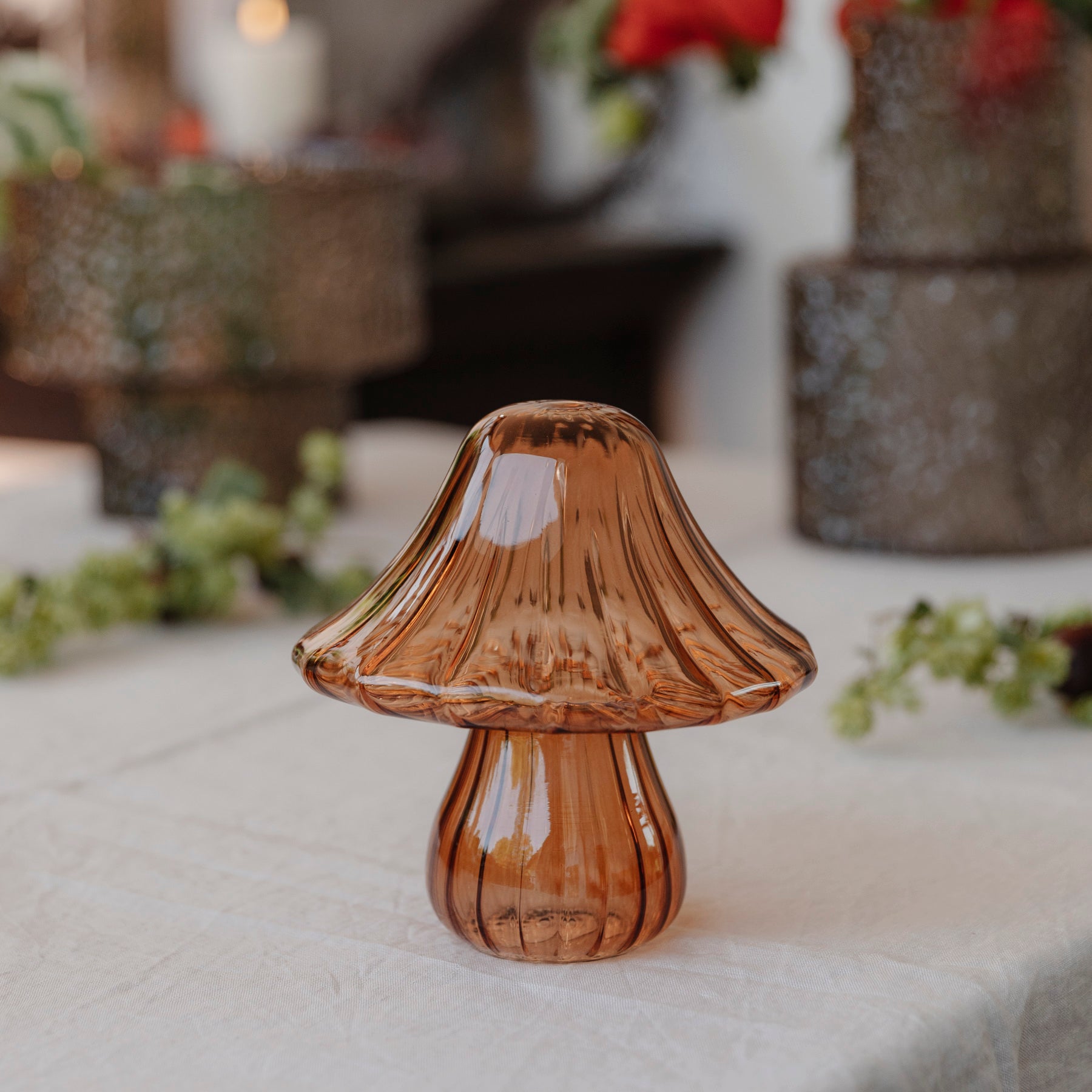 Pilz aus Glas L - amber