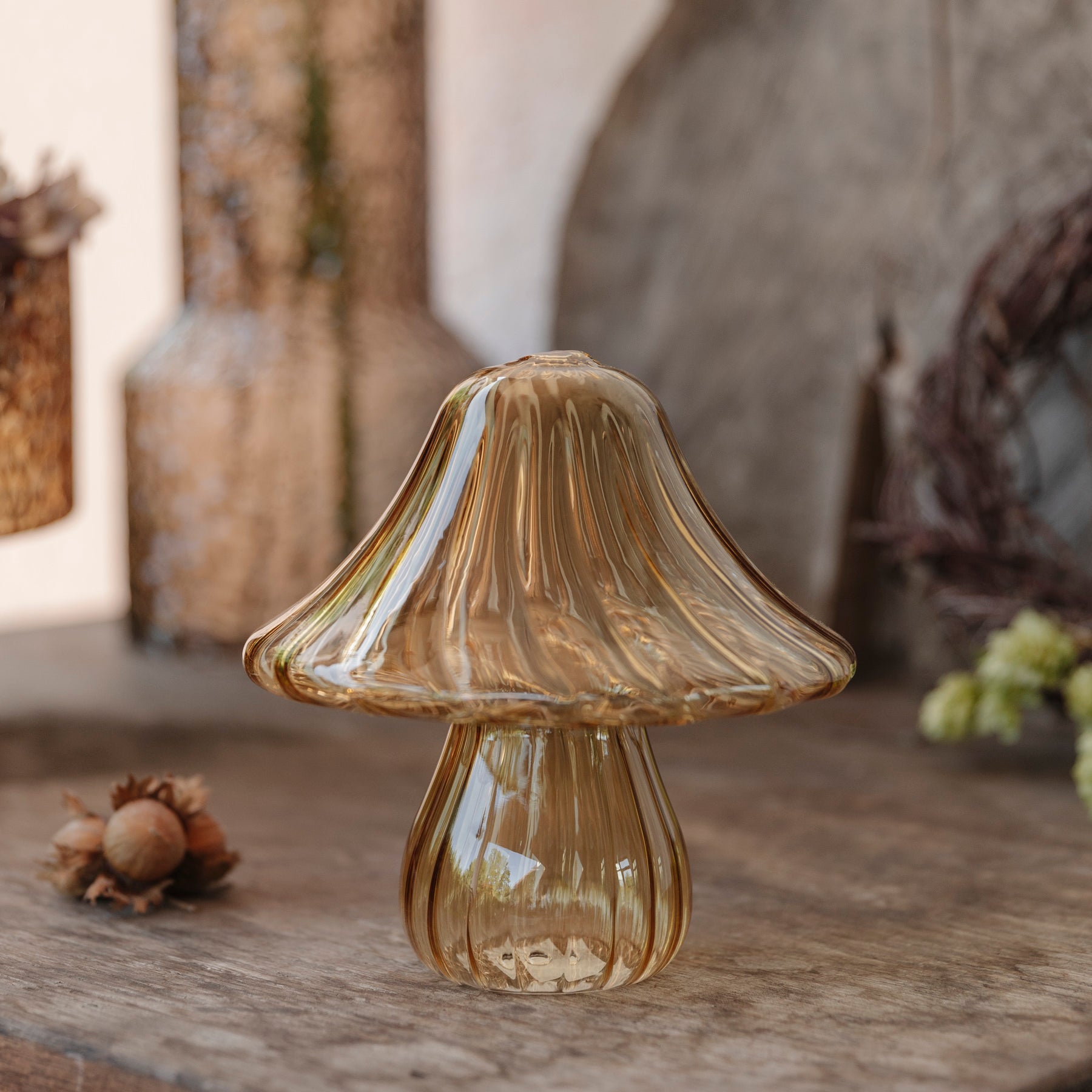Pilz aus Glas L - honey