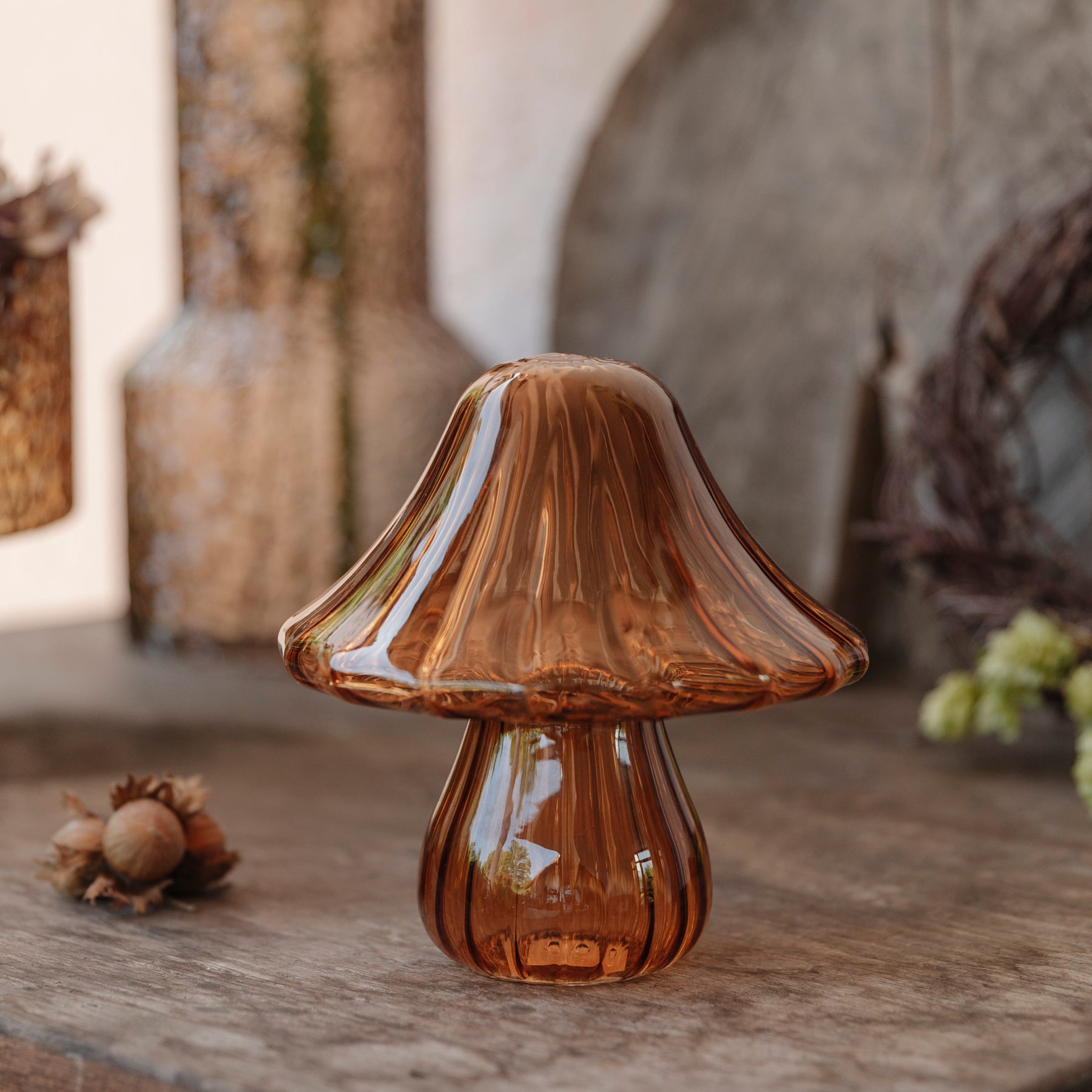 Pilz aus Glas L - amber