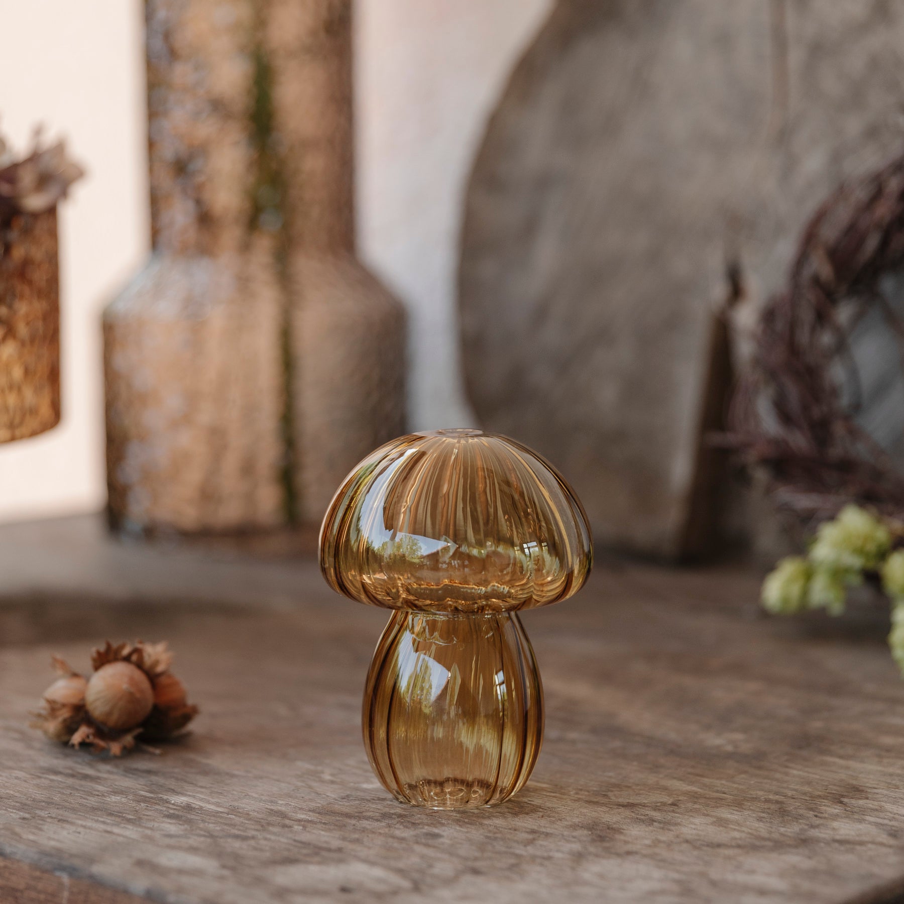 Pilz aus Glas S - honey