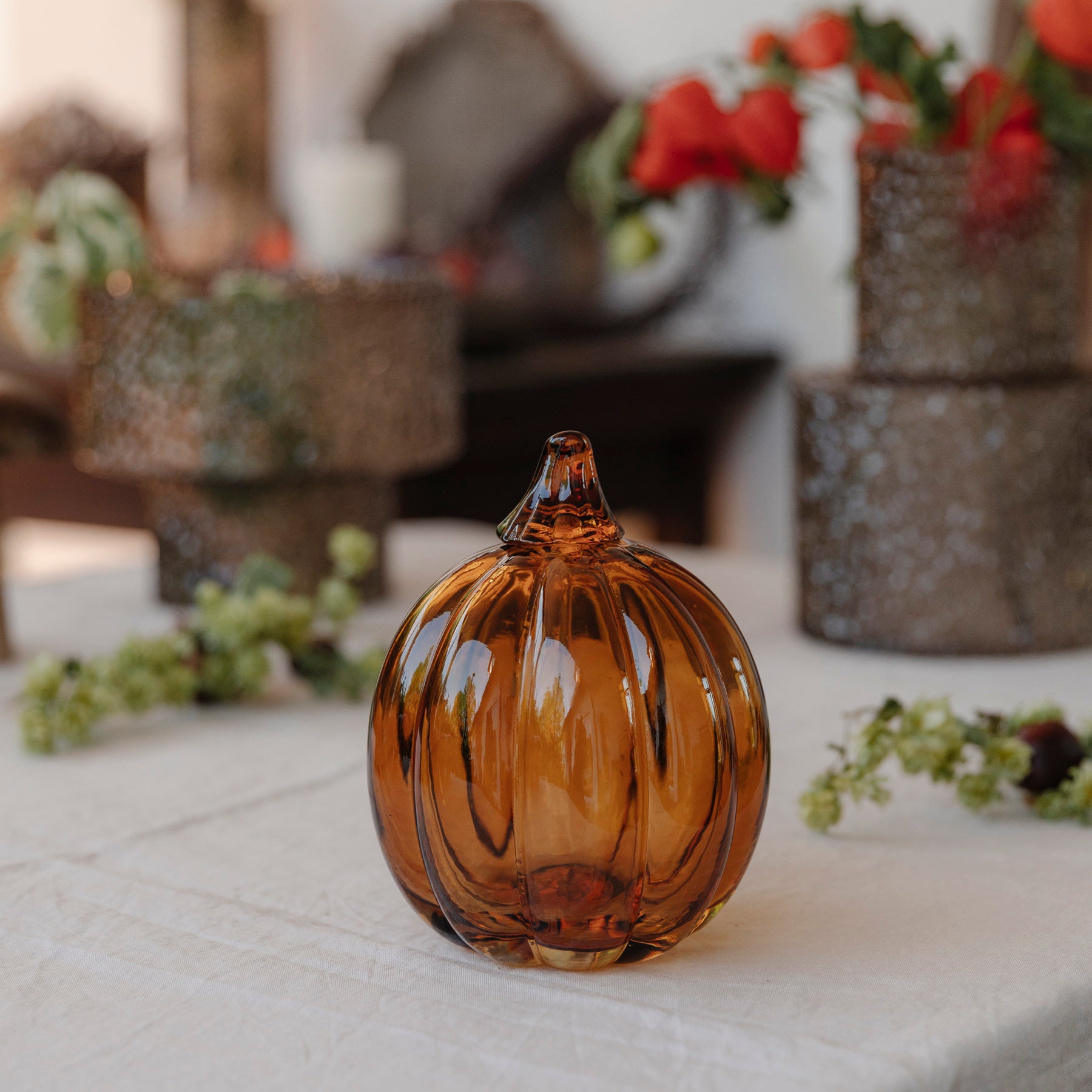 Kürbis aus Glas - amber