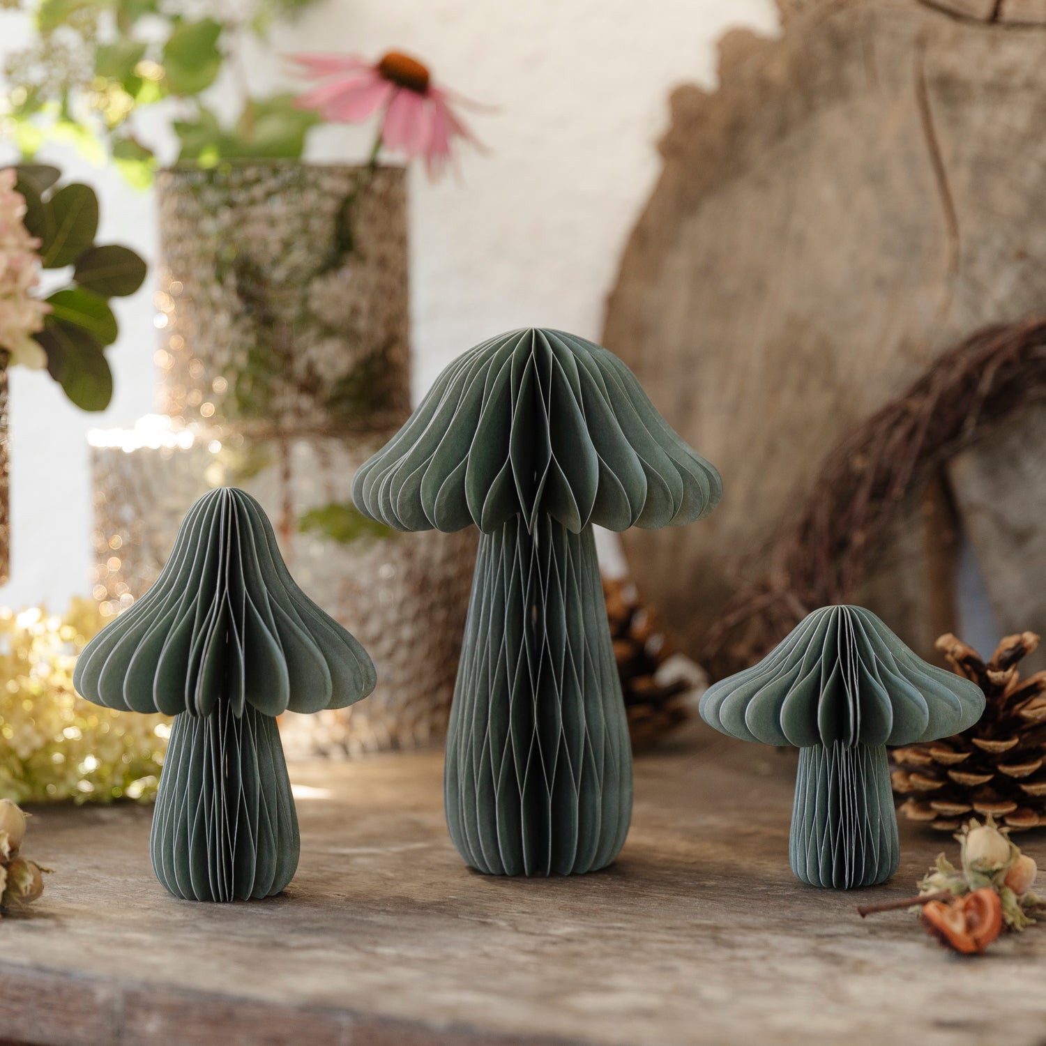 Pilz aus Papier - olive