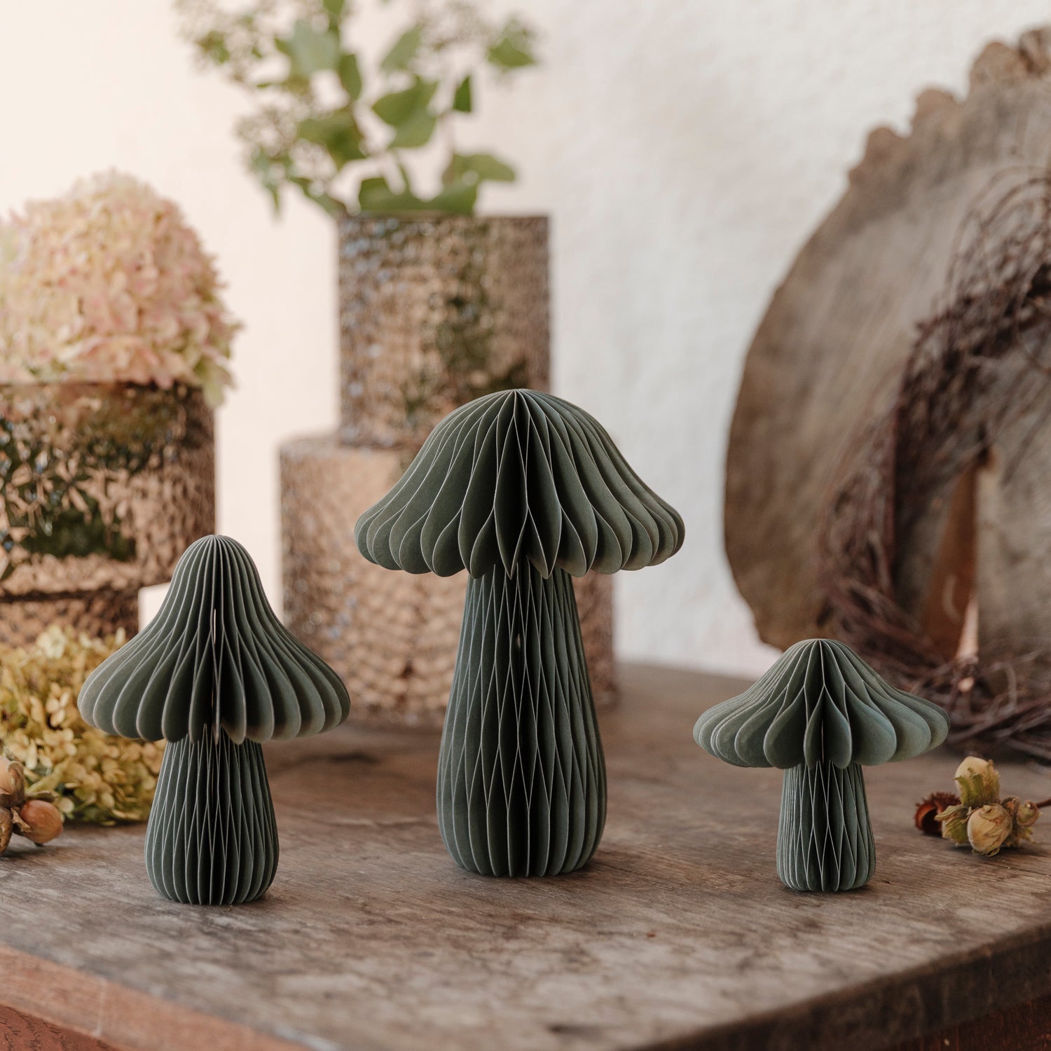 Pilz aus Papier - olive