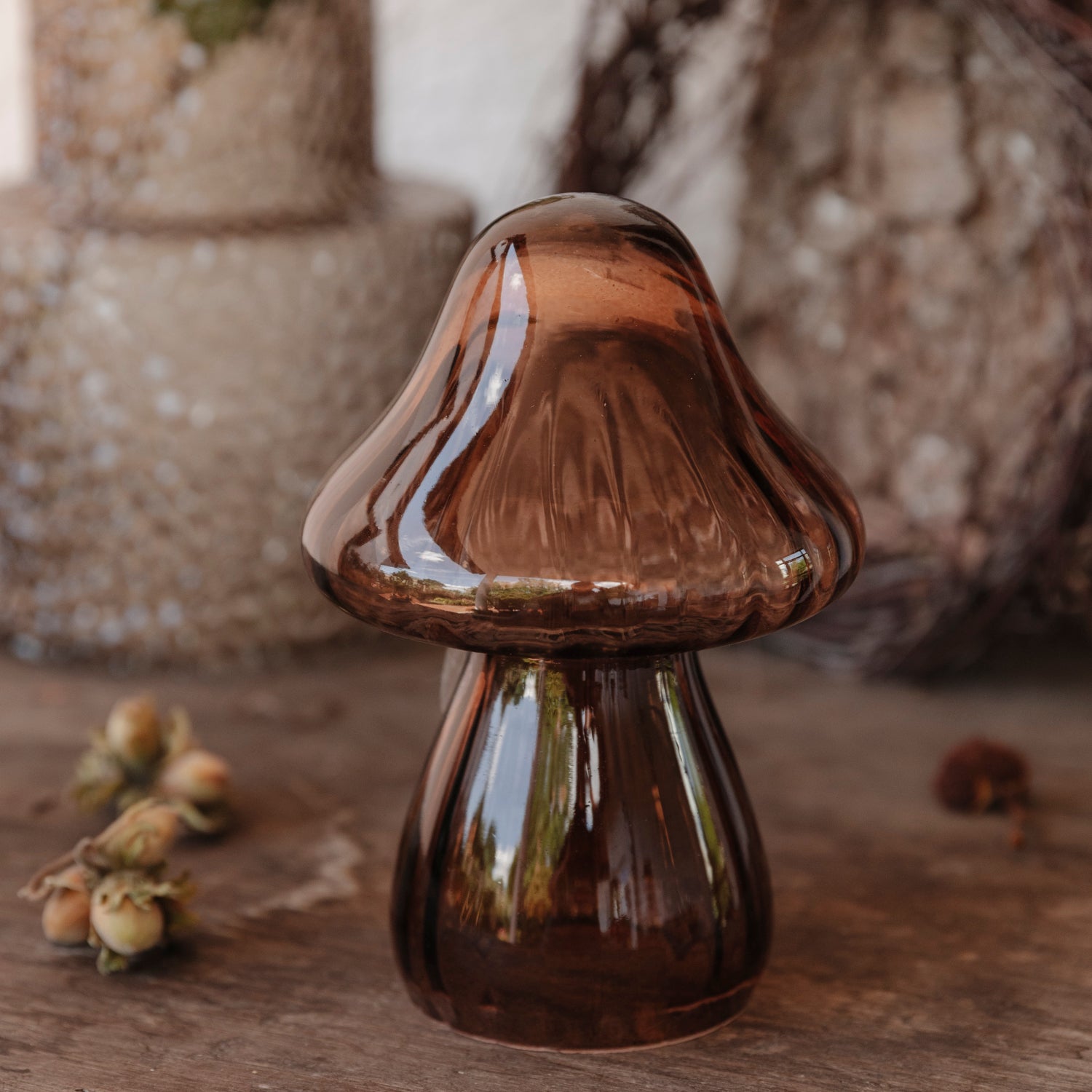 Pilz aus Glas - braun