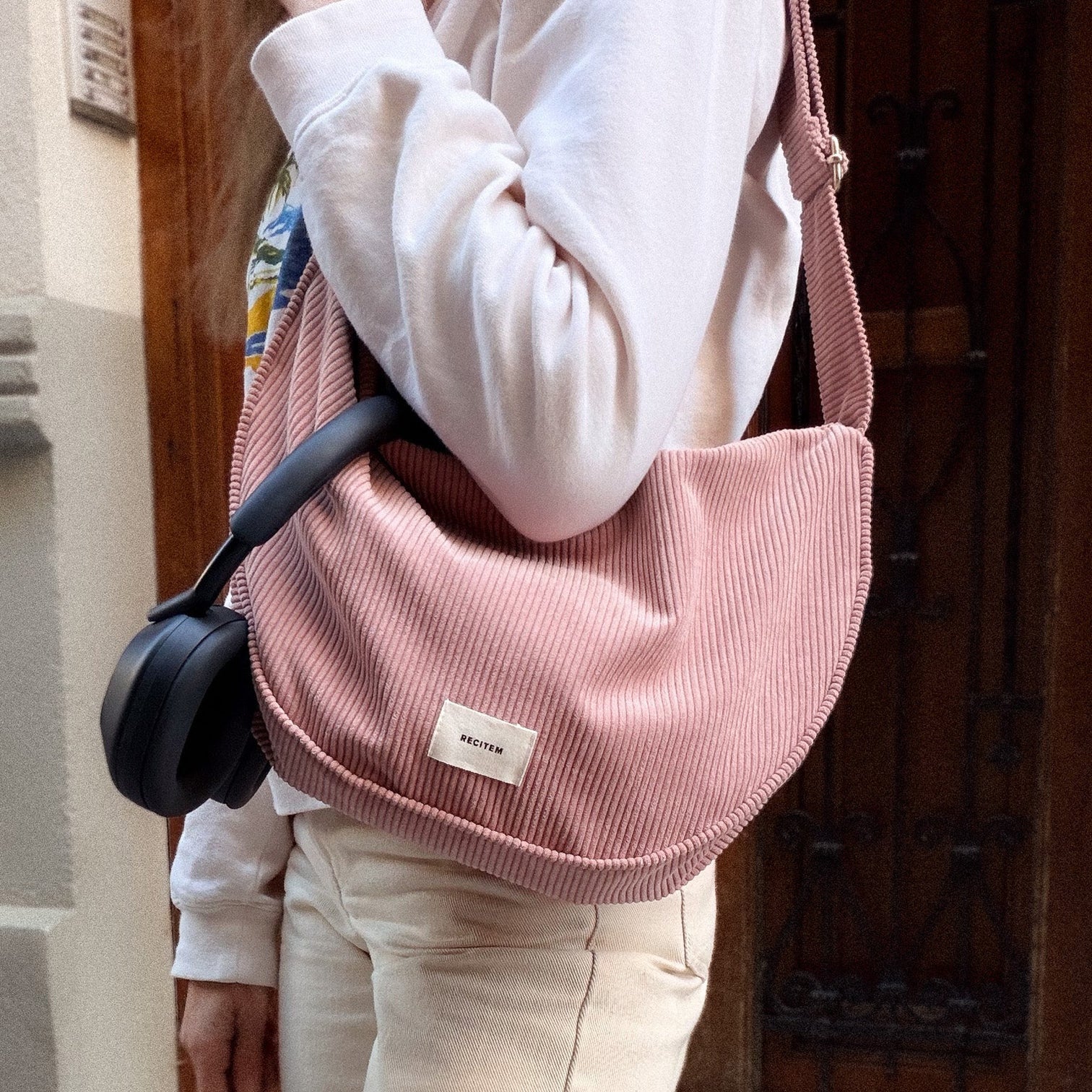 Nina Halbmondtaschi Maxi - altrosa uni