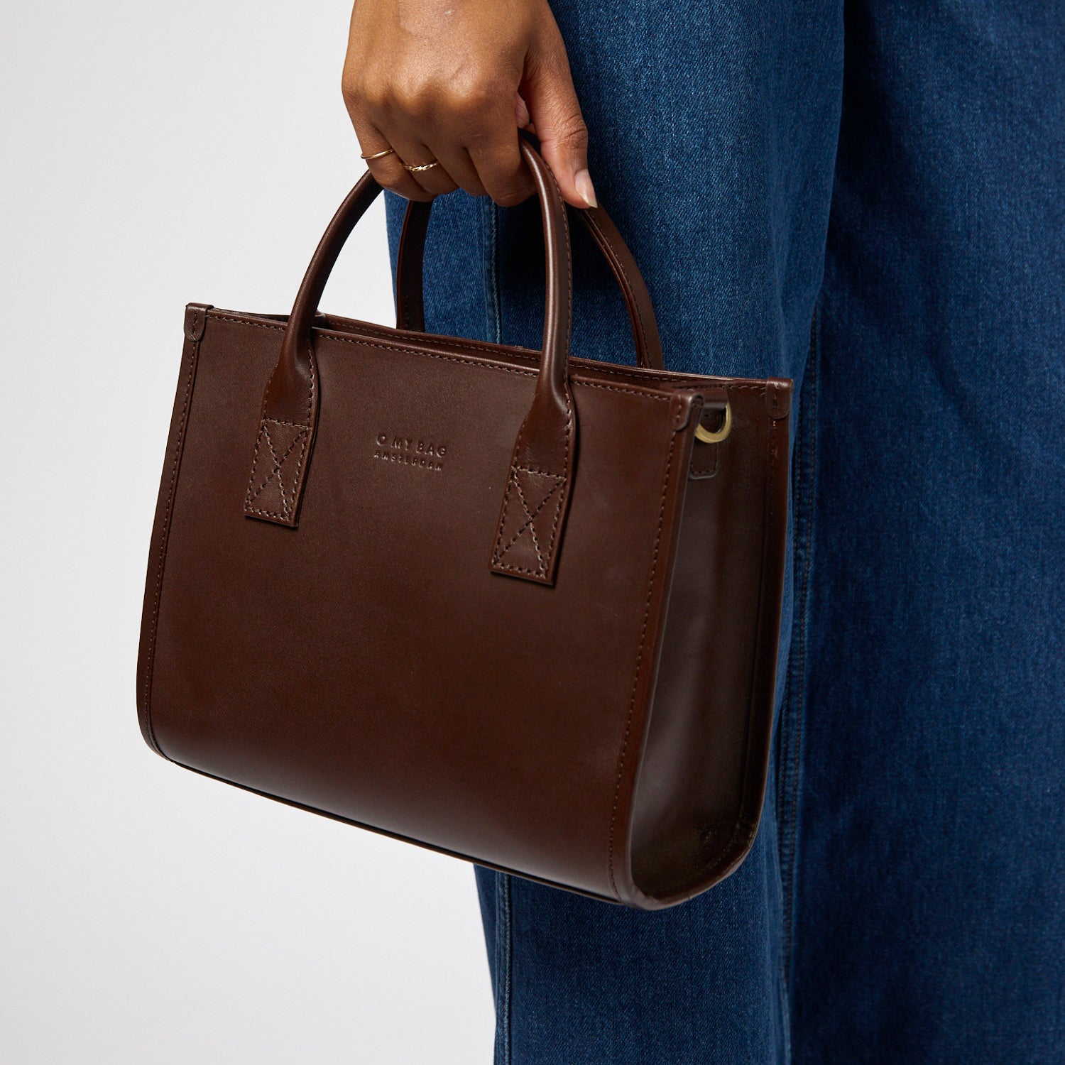 Jackie Midi Tasche - Leder Chocolate mit 2 Straps