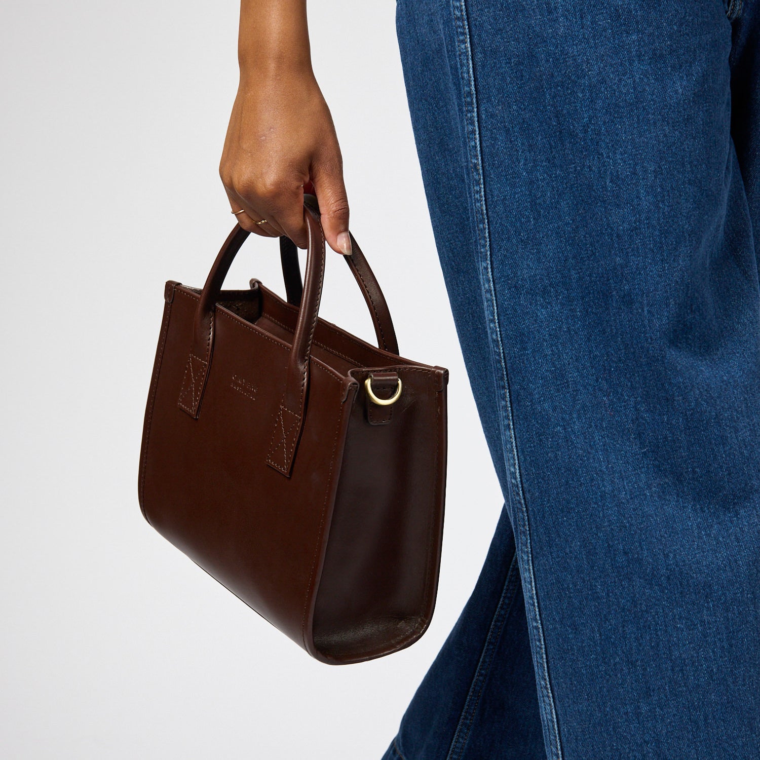 Jackie Midi Tasche - Leder Chocolate mit 2 Straps