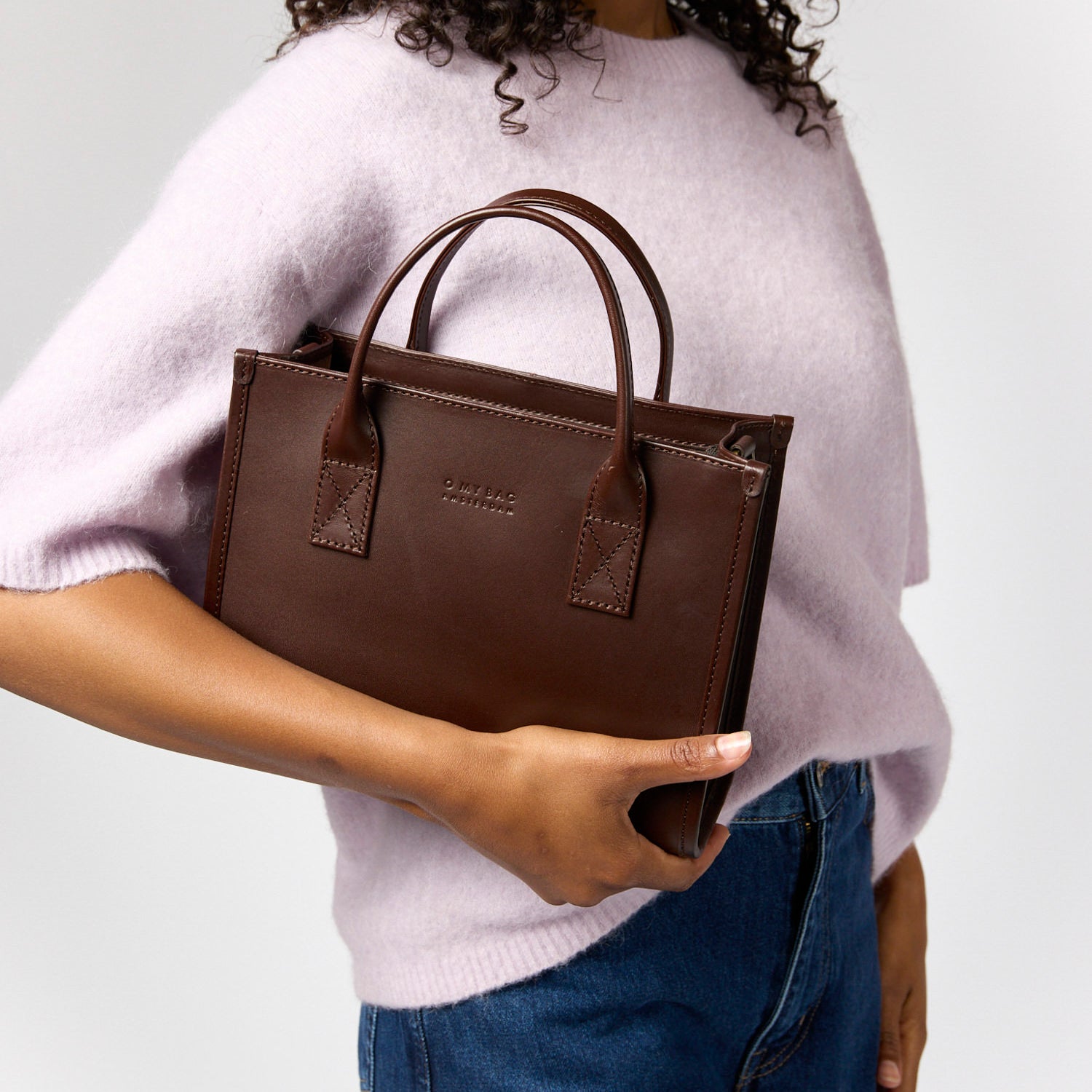 Jackie Midi Tasche - Leder Chocolate mit 2 Straps