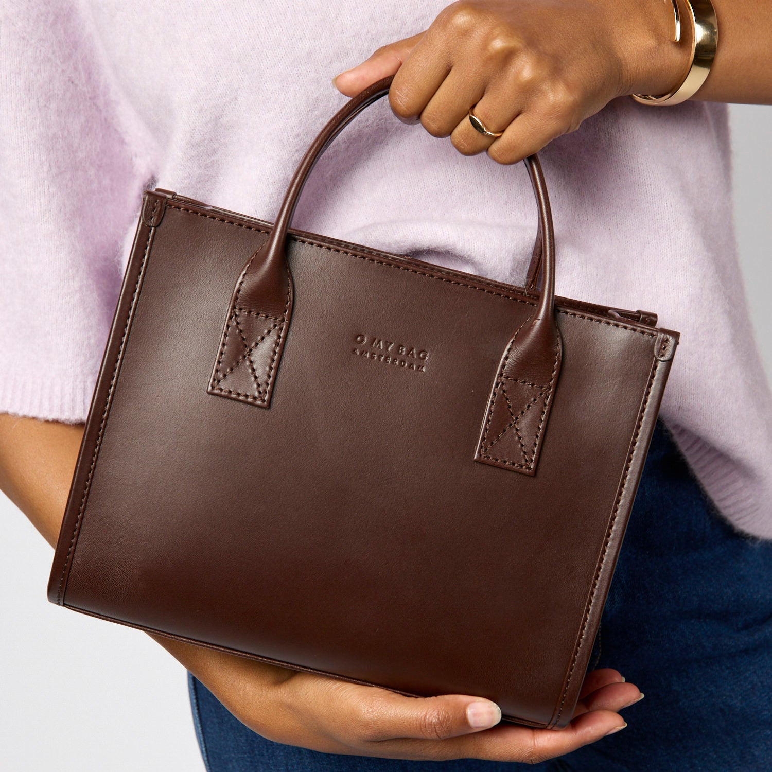 Jackie Midi Tasche - Leder Chocolate mit 2 Straps