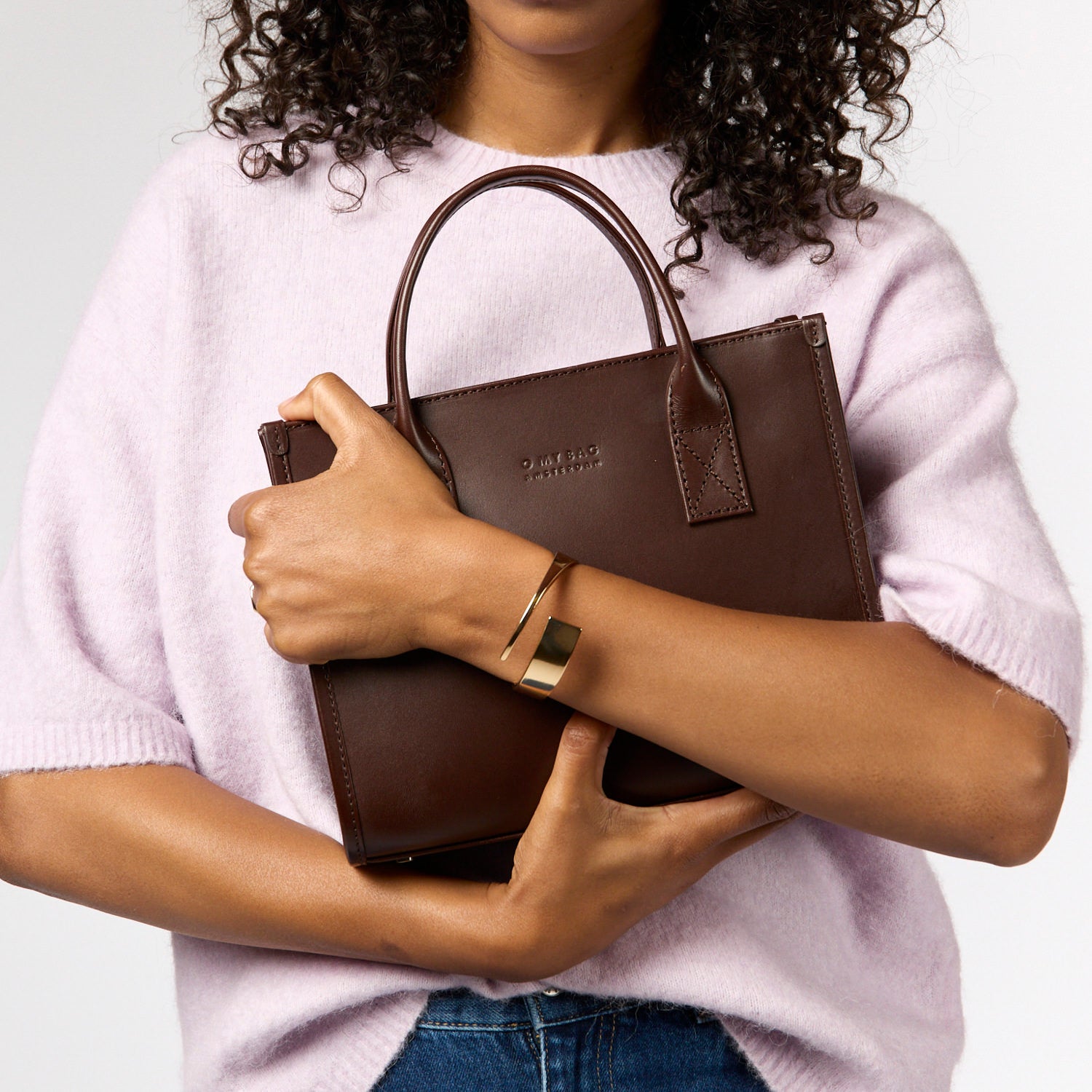 Jackie Midi Tasche - Leder Chocolate mit 2 Straps