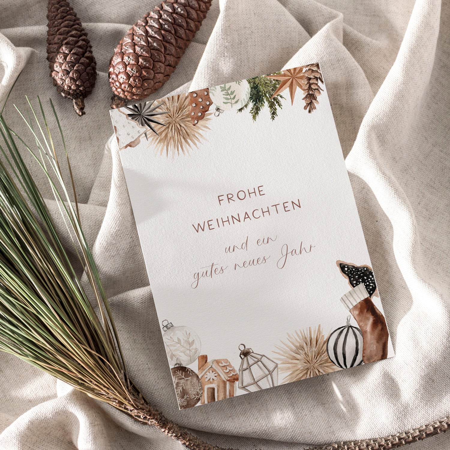 Weihnachtskarte auf Strukturpapier Frohe Weihnachten A6