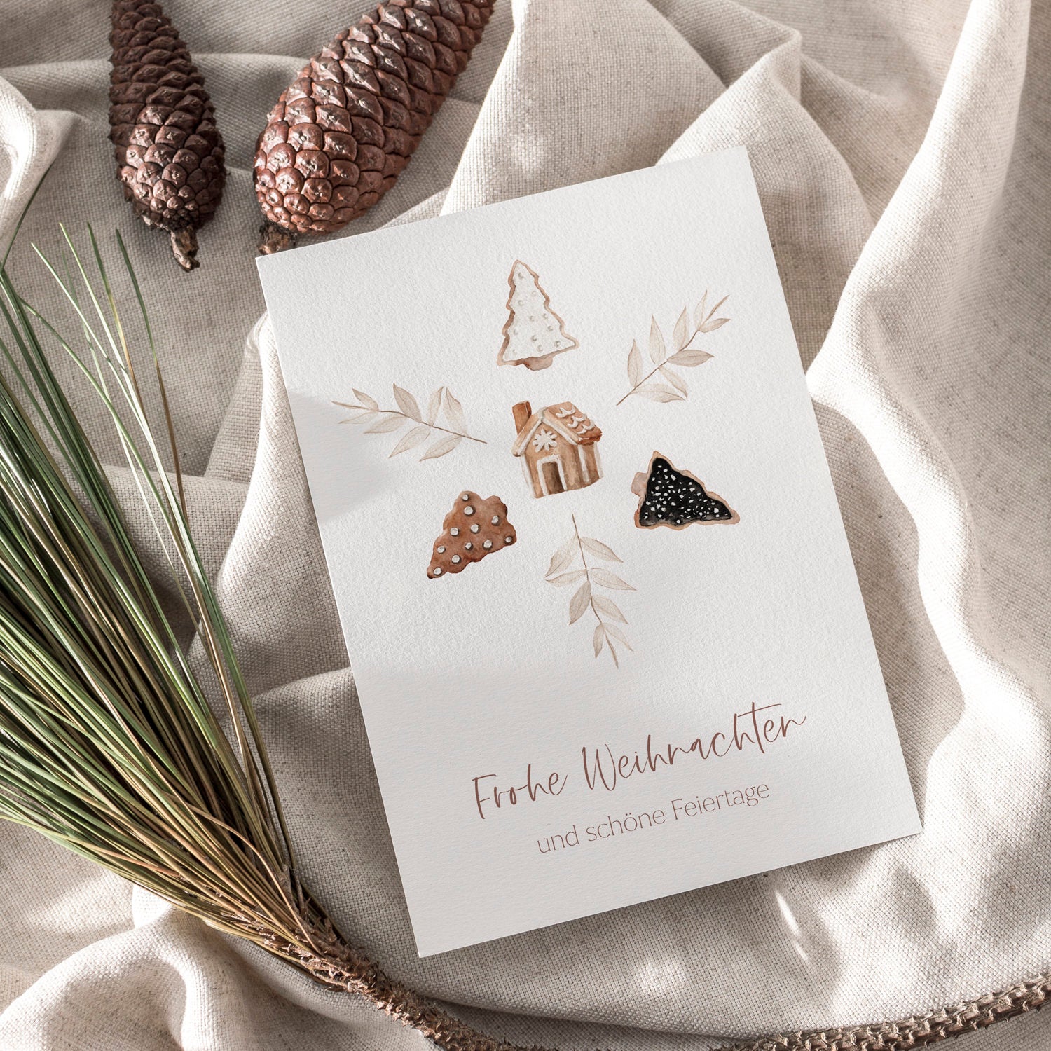 Weihnachtskarte auf Strukturpapier Lebkuchen A6