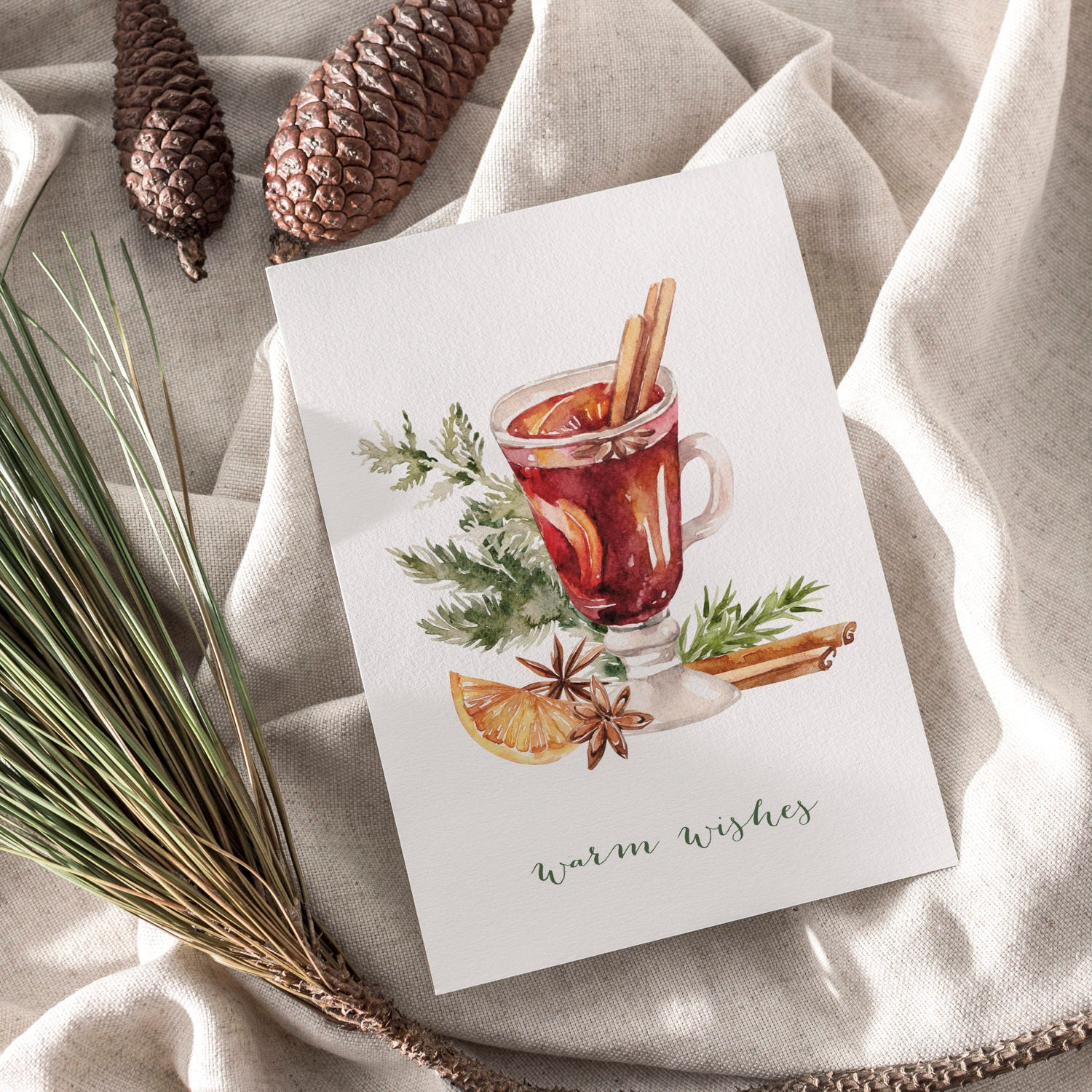 Weihnachtskarte auf Strukturpapier Glühwein A6