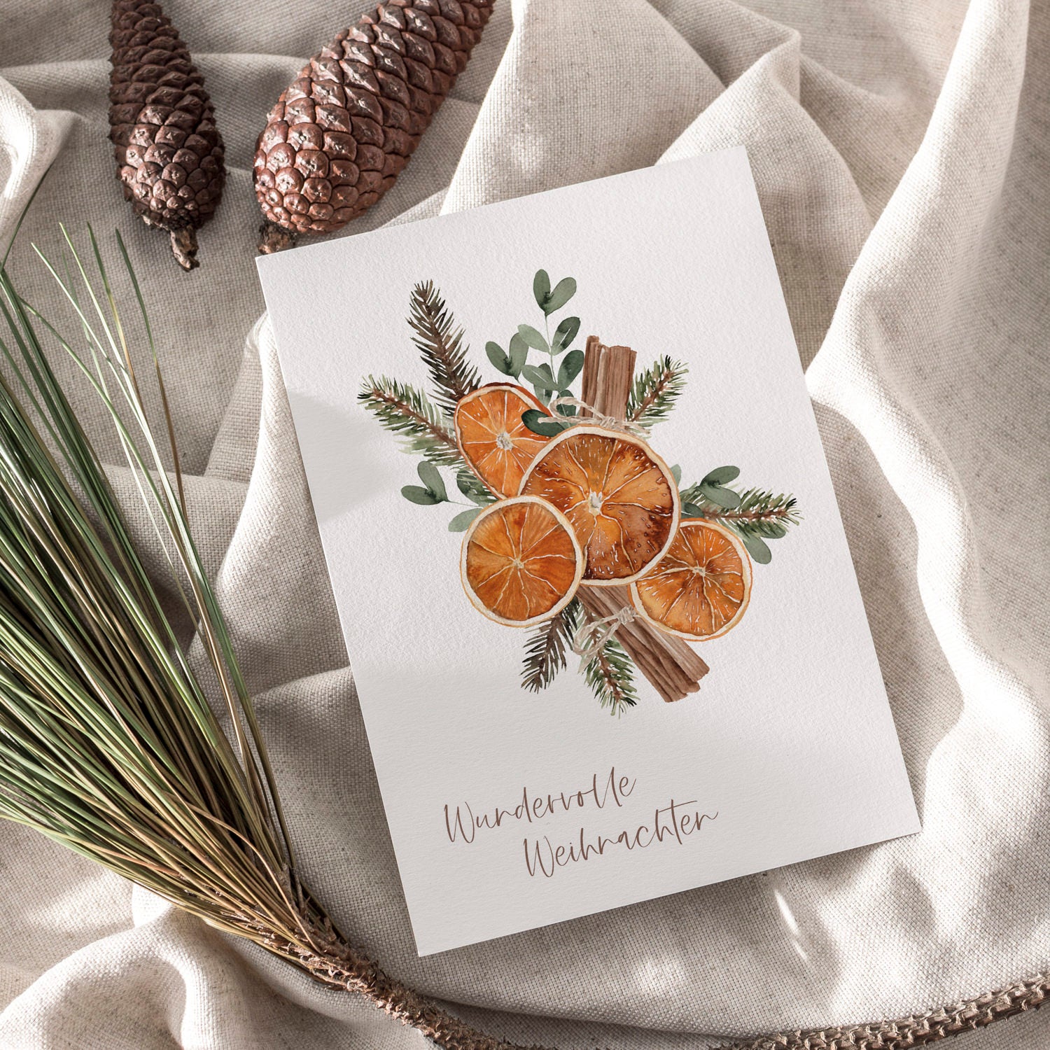 Weihnachtskarte auf Strukturpapier Orangen A6