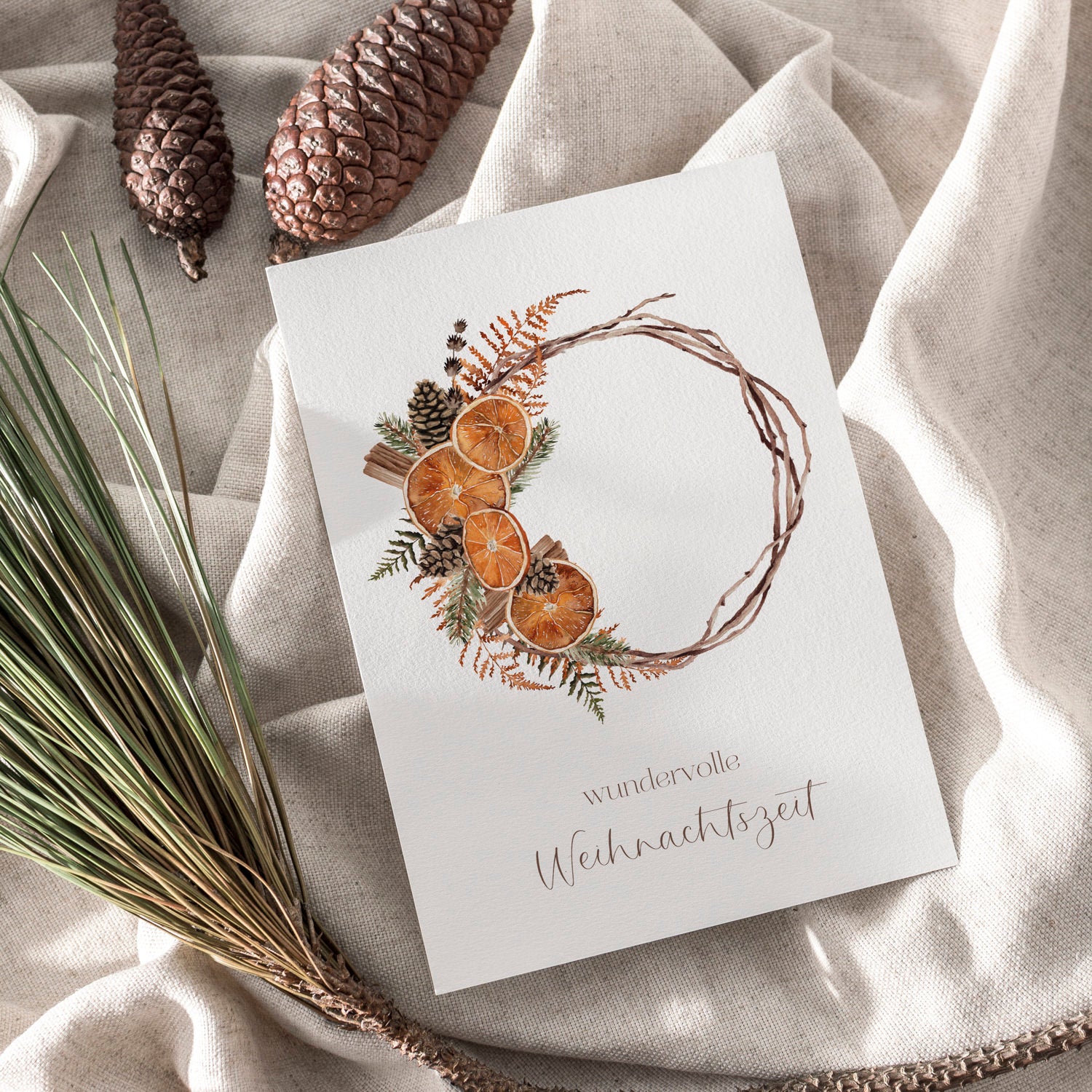 Weihnachtskarte auf Strukturpapier Weihnachtszeit A6