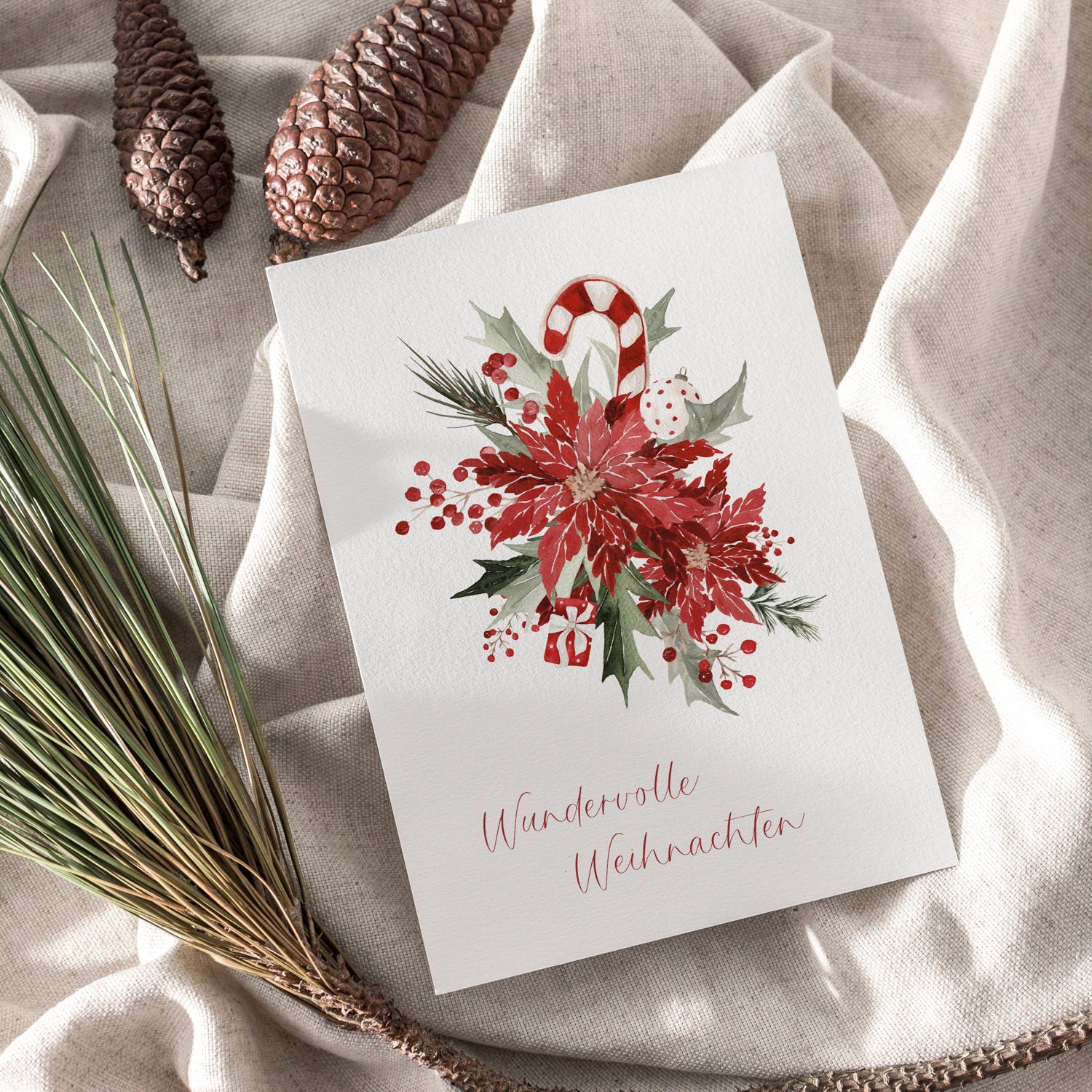 Weihnachtskarte auf Strukturpapier Weihnachtsstern A6