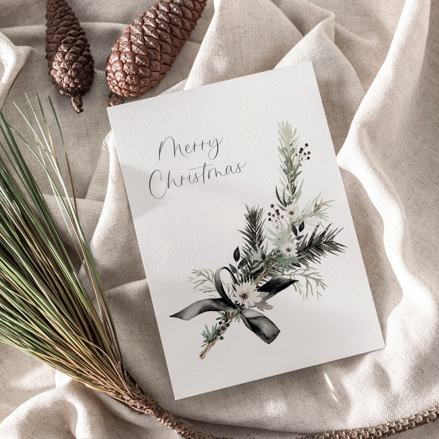 Weihnachtskarte auf Strukturpapier Tannenzweig A6